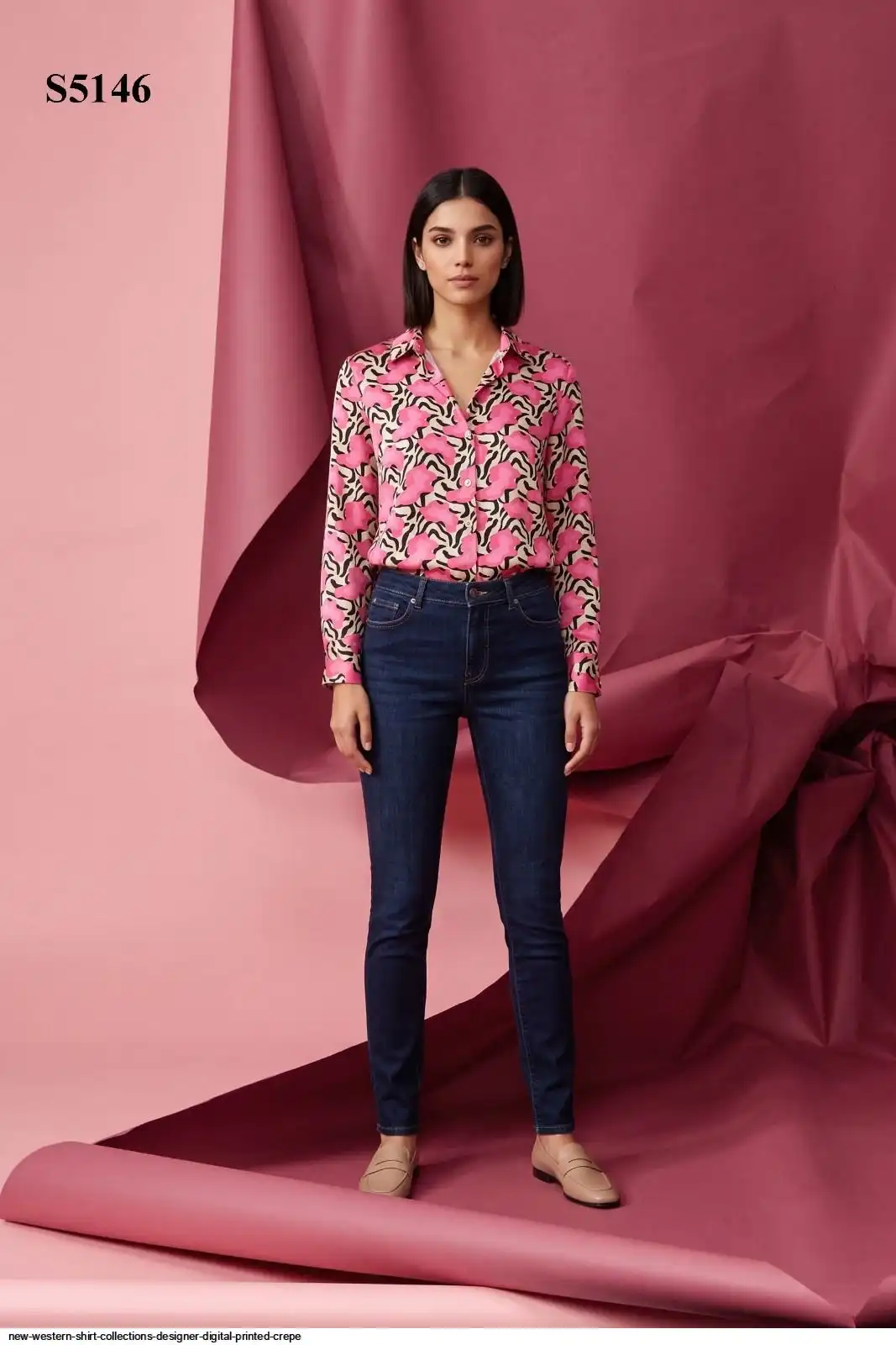NEW WESTERN SHIRT COLLECTIONS DESIGNER DIGITAL PRINTED CREPE 5146
