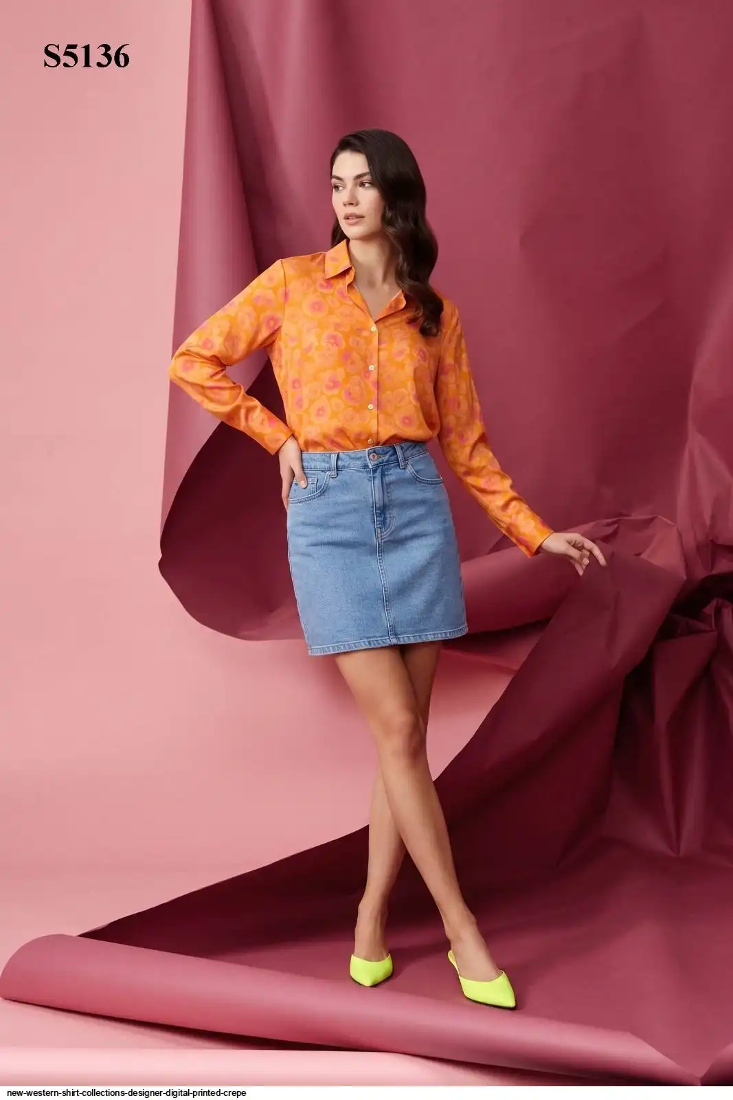 NEW WESTERN SHIRT COLLECTIONS DESIGNER DIGITAL PRINTED CREPE 5136