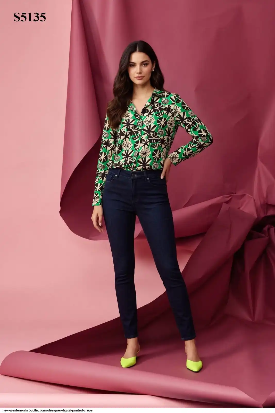 NEW WESTERN SHIRT COLLECTIONS DESIGNER DIGITAL PRINTED CREPE 5135