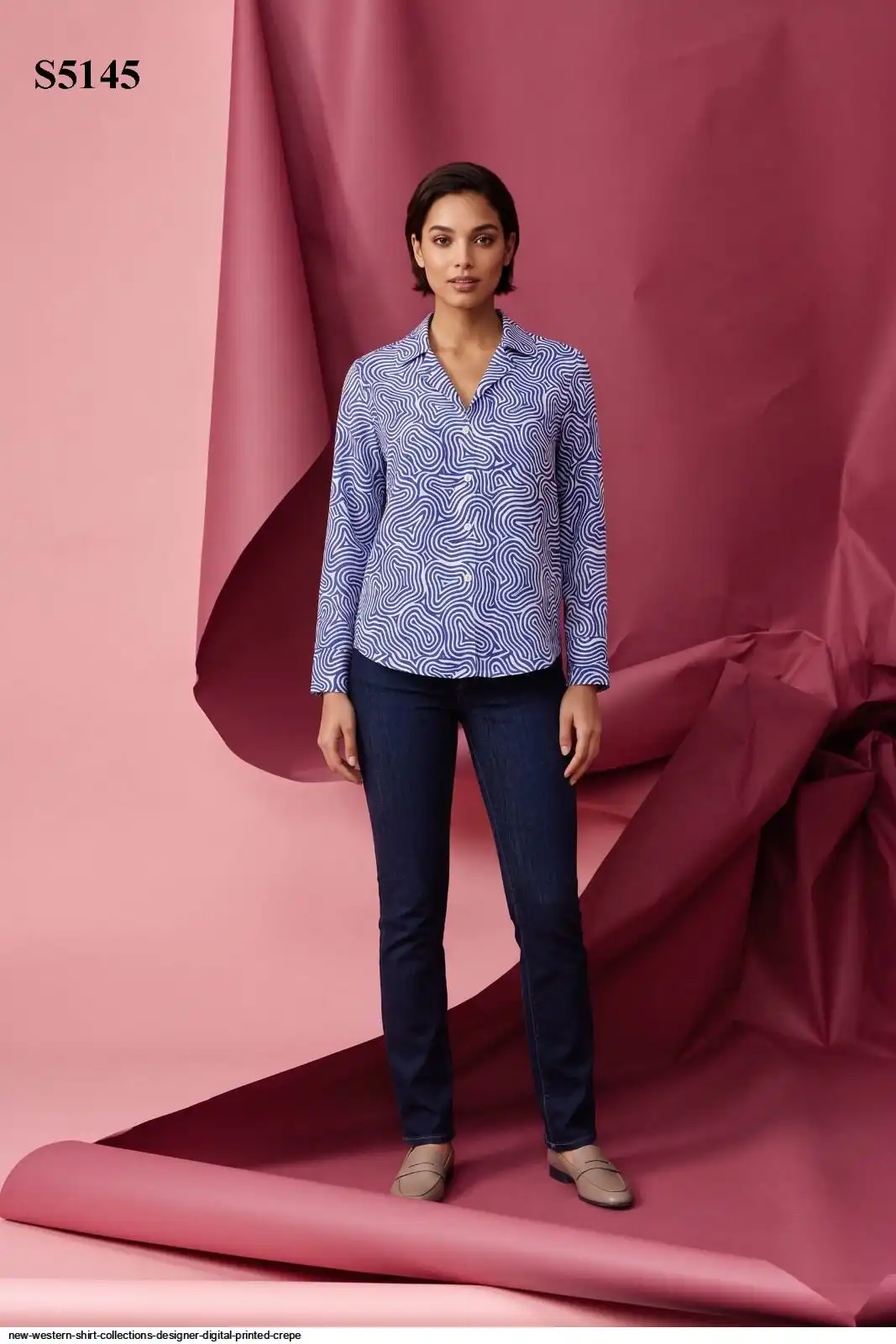 NEW WESTERN SHIRT COLLECTIONS DESIGNER DIGITAL PRINTED CREPE 5145