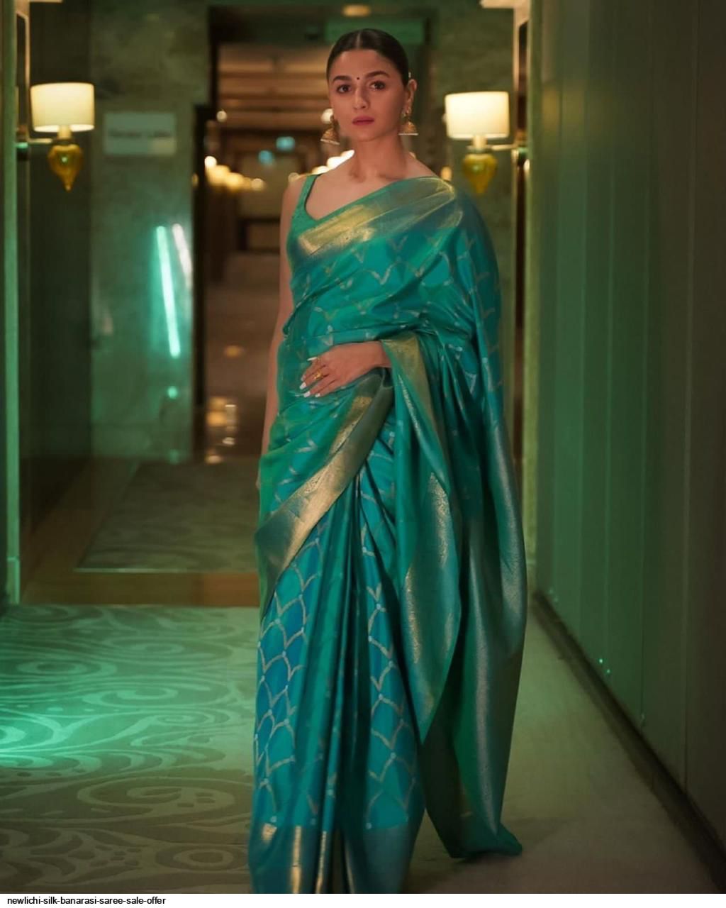 NEW DESIGNER LICHI SILK BANARASI SAREE SALE OFFER F