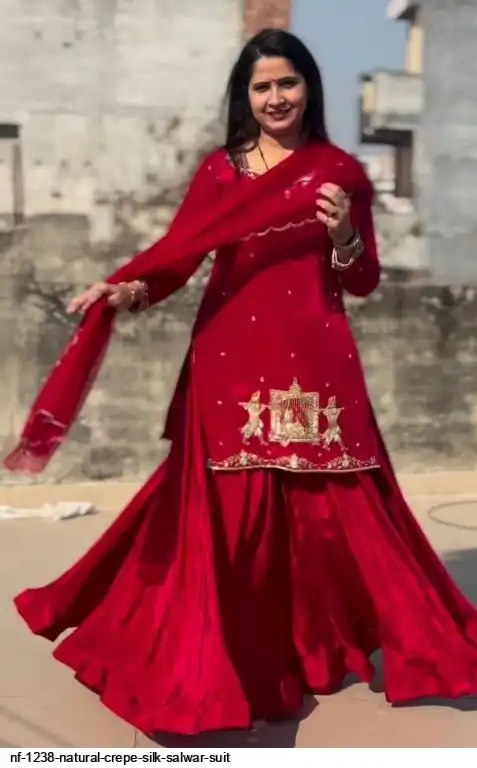 NF 1238 NATURAL CREPE SILK SALWAR SUIT A
