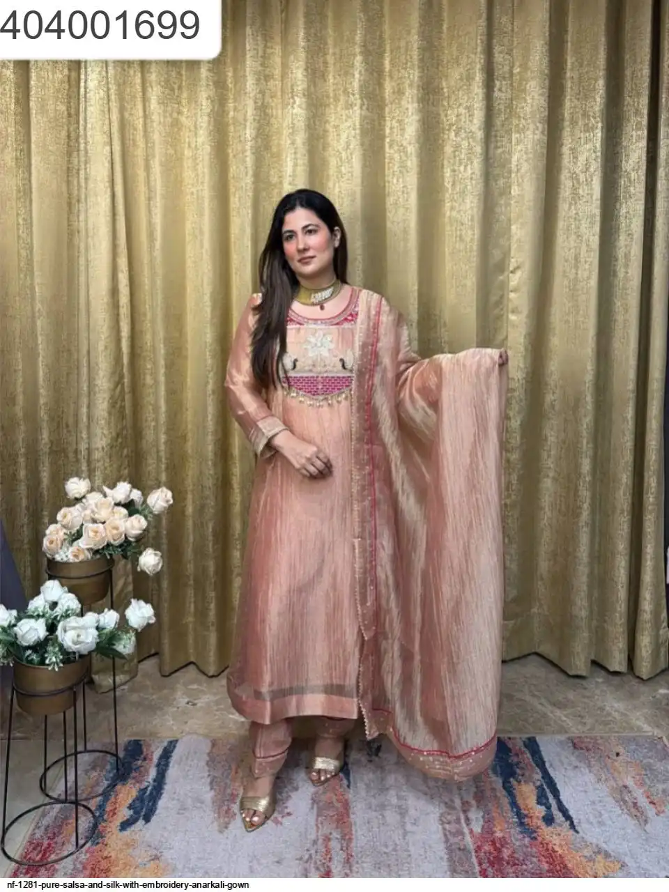 NF 1281 PURE SALSA AND SILK WITH EMBROIDERY ANARKALI GOWN 2