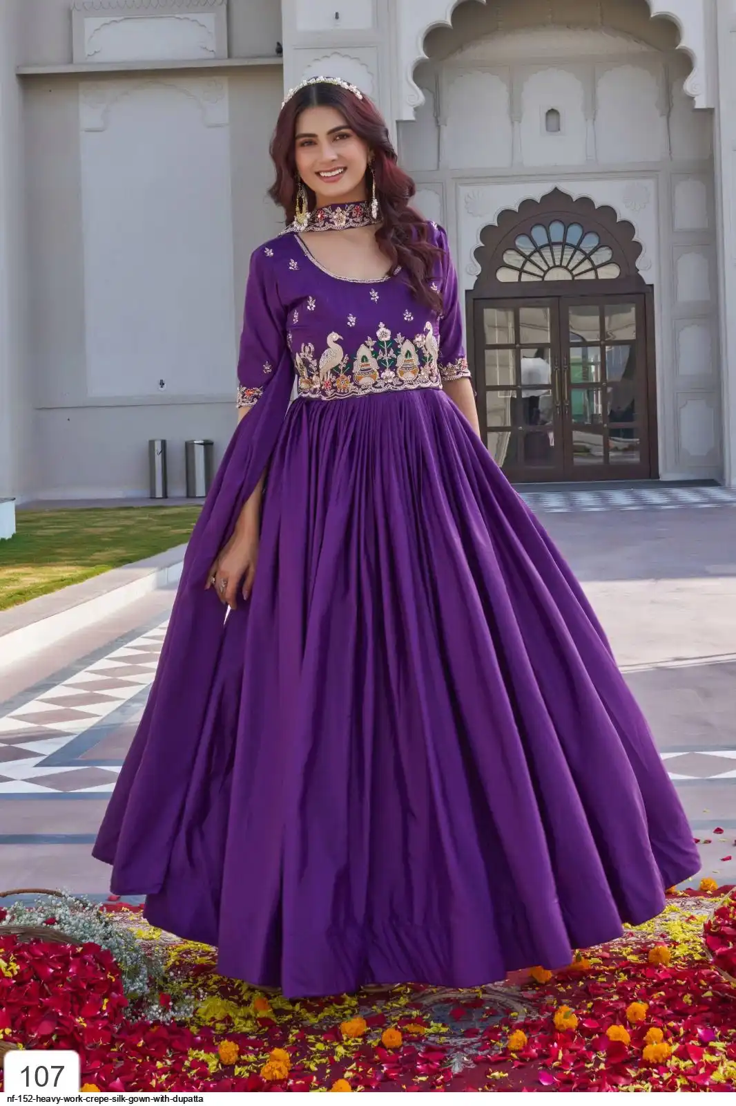 NF 152 HEAVY WORK CREPE SILK GOWN WITH DUPATTA B