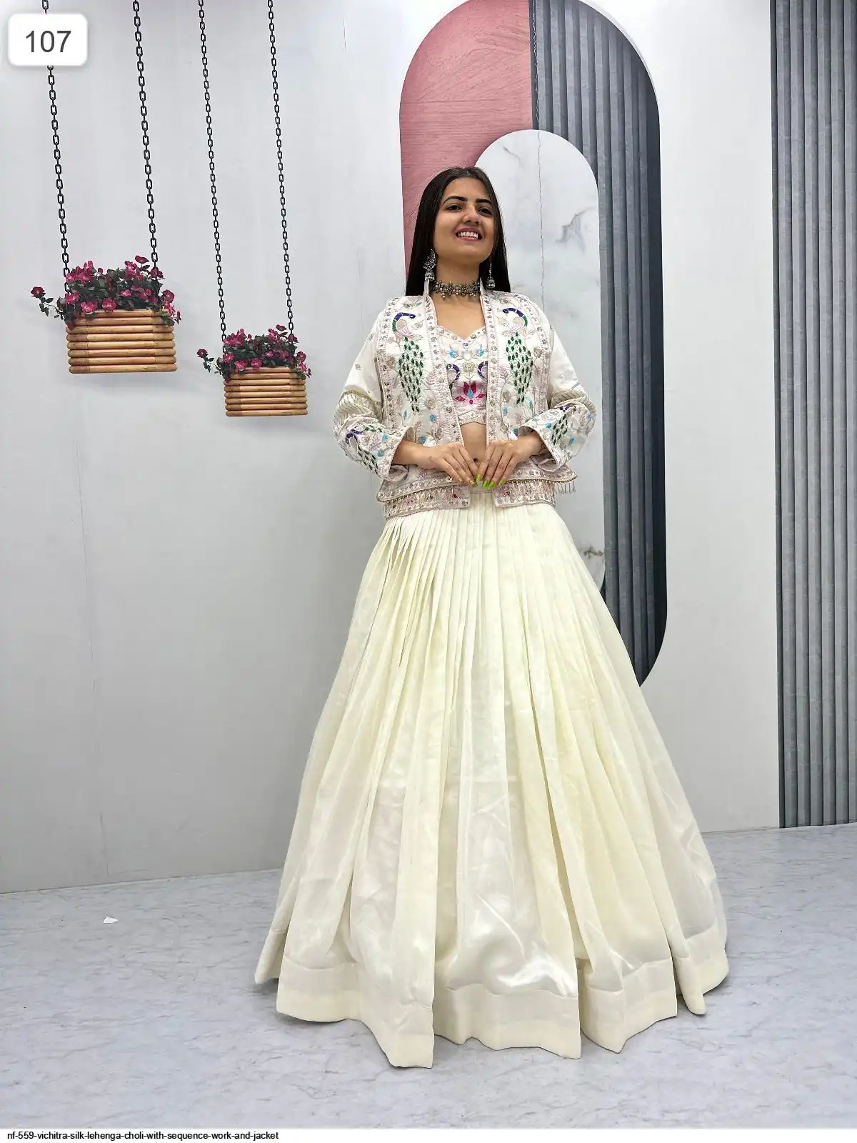 NF 559 VICHITRA SILK LEHENGA CHOLI WITH SEQUENCE WORK AND JACKET B