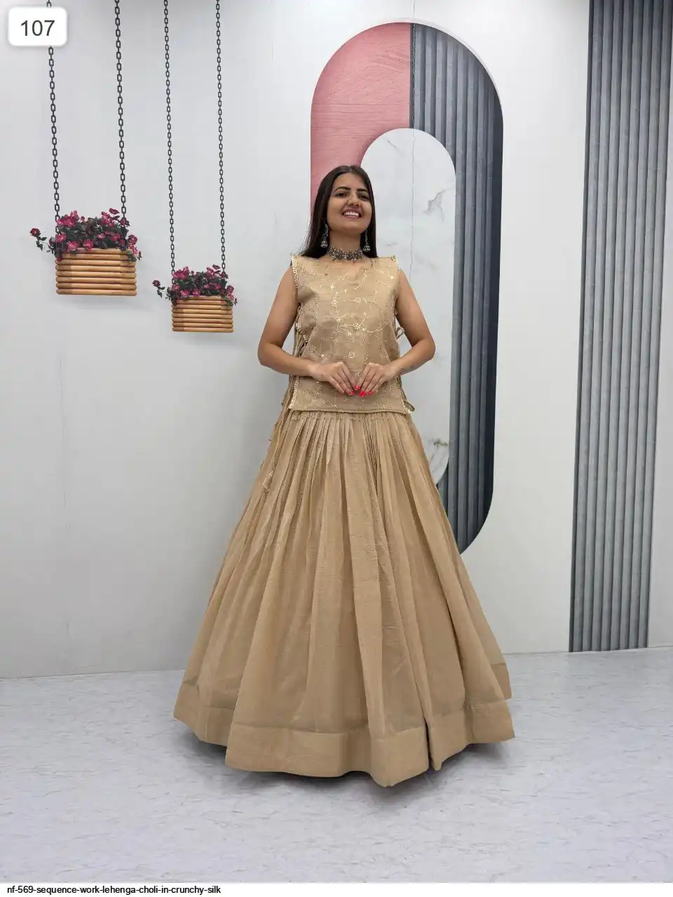 NF 569 SEQUENCE WORK LEHENGA CHOLI IN CRUNCHY SILK B