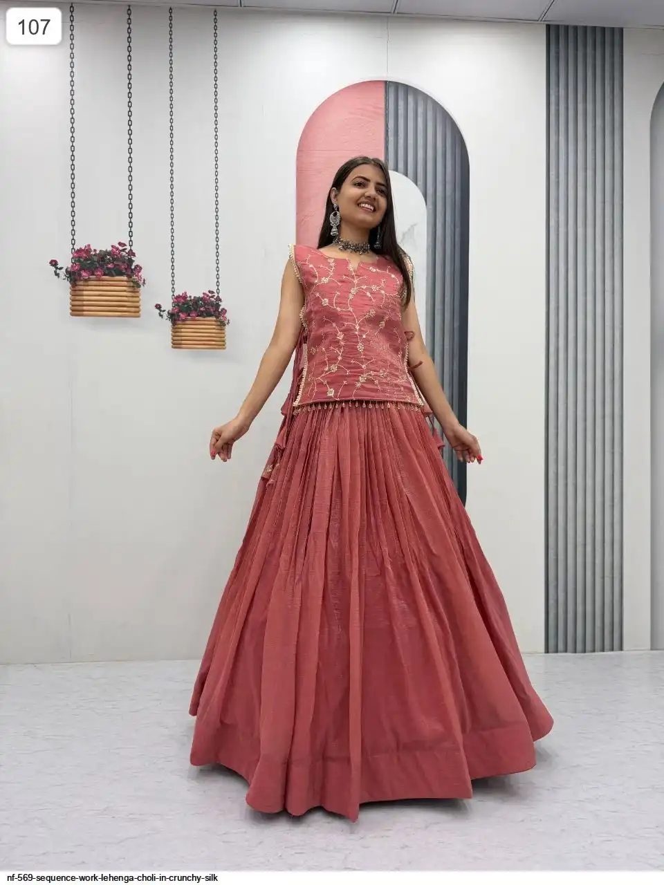 NF 569 SEQUENCE WORK LEHENGA CHOLI IN CRUNCHY SILK A