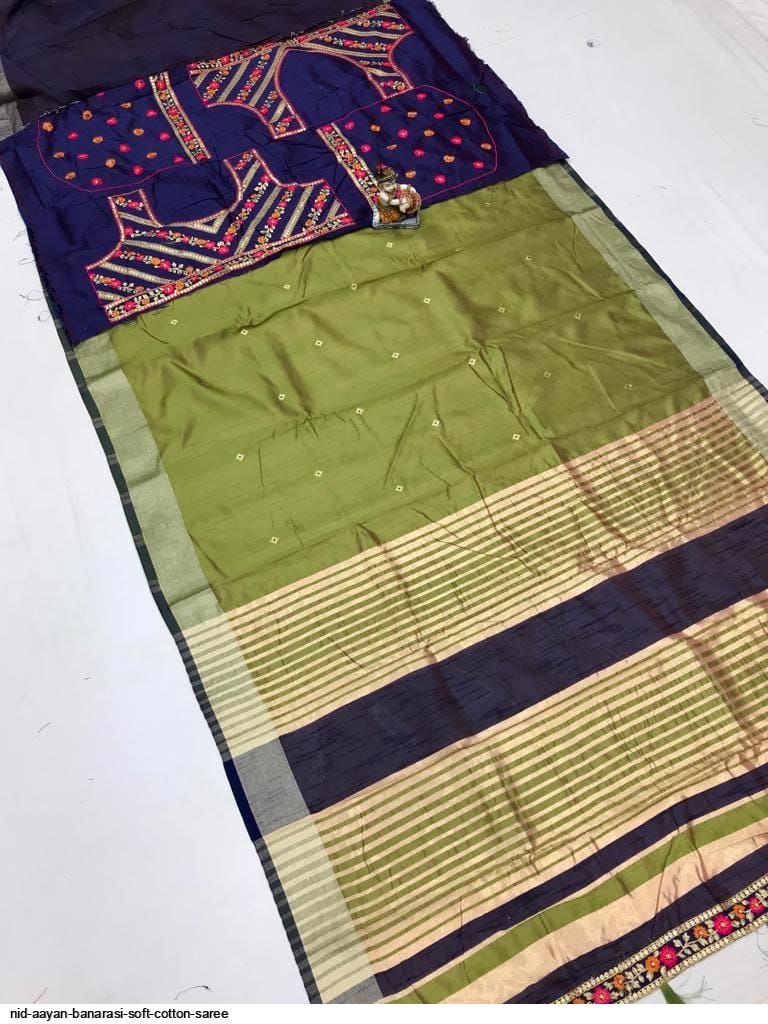 Kanchi cotton double side zari border work saree – www.vannamayil.com