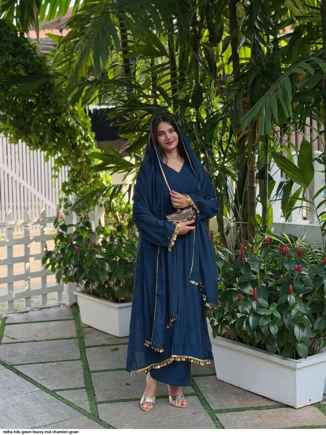 NIDHA HITS GOWN HEAVY MUL CHANDERI GOWN 2