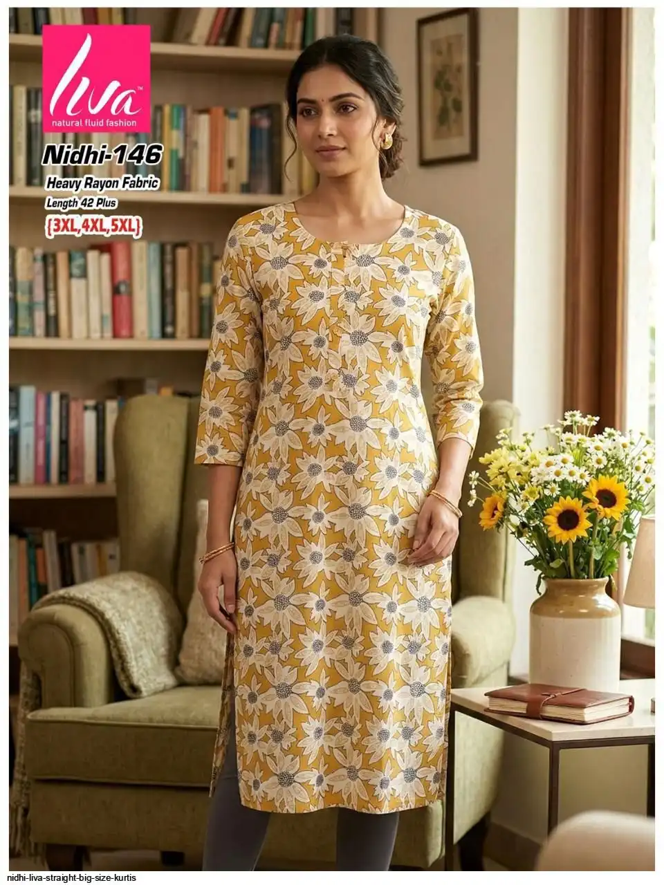 NIDHI LIVA STRAIGHT BIG SIZE KURTIS 146