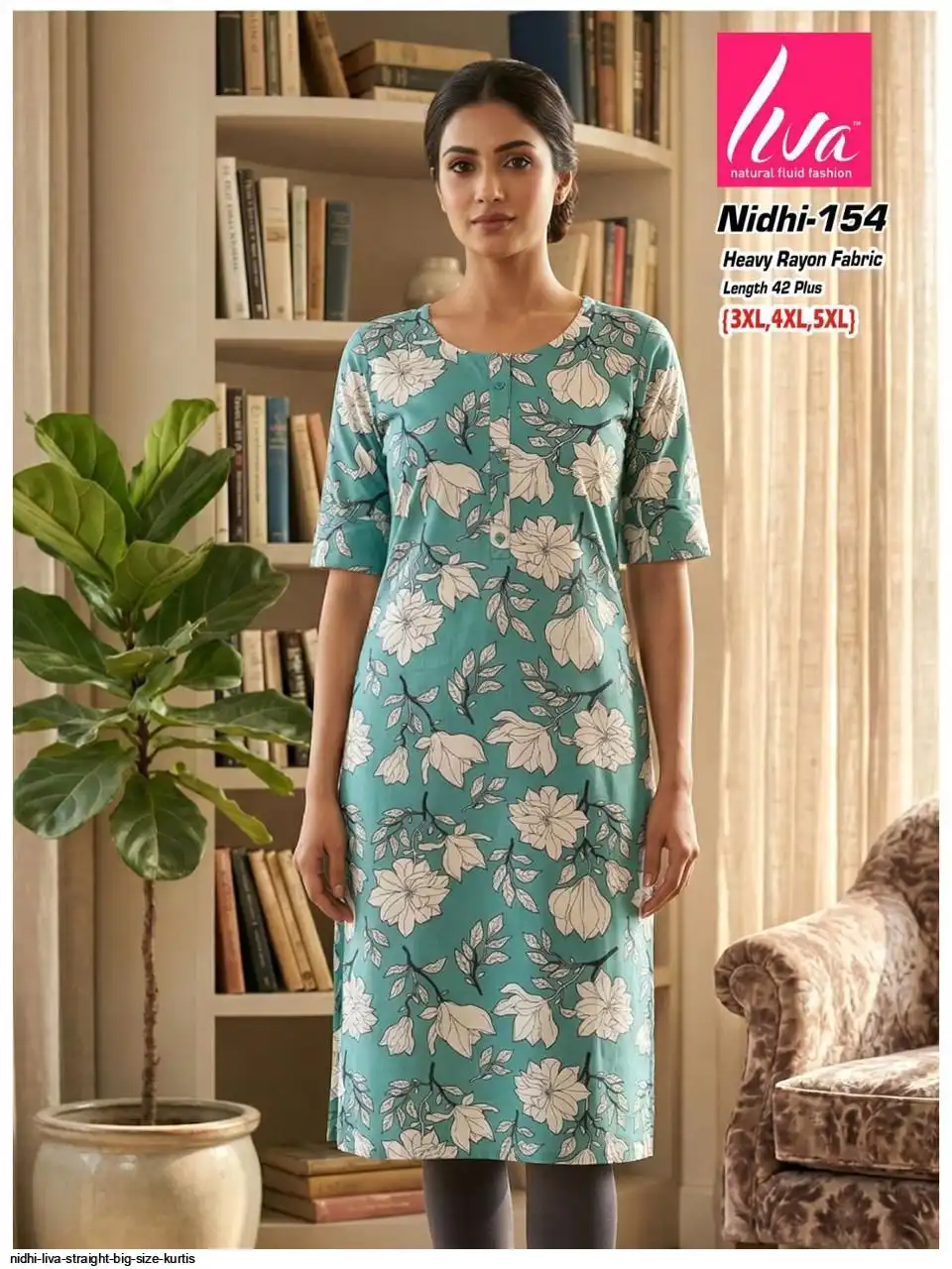 NIDHI LIVA STRAIGHT BIG SIZE KURTIS 154