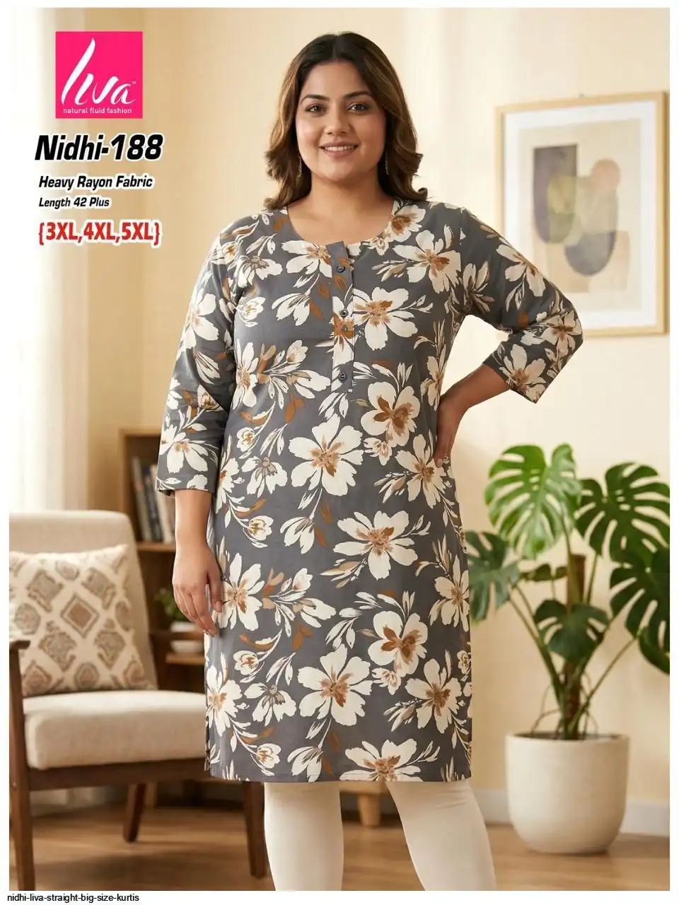 NIDHI LIVA STRAIGHT BIG SIZE KURTIS 188