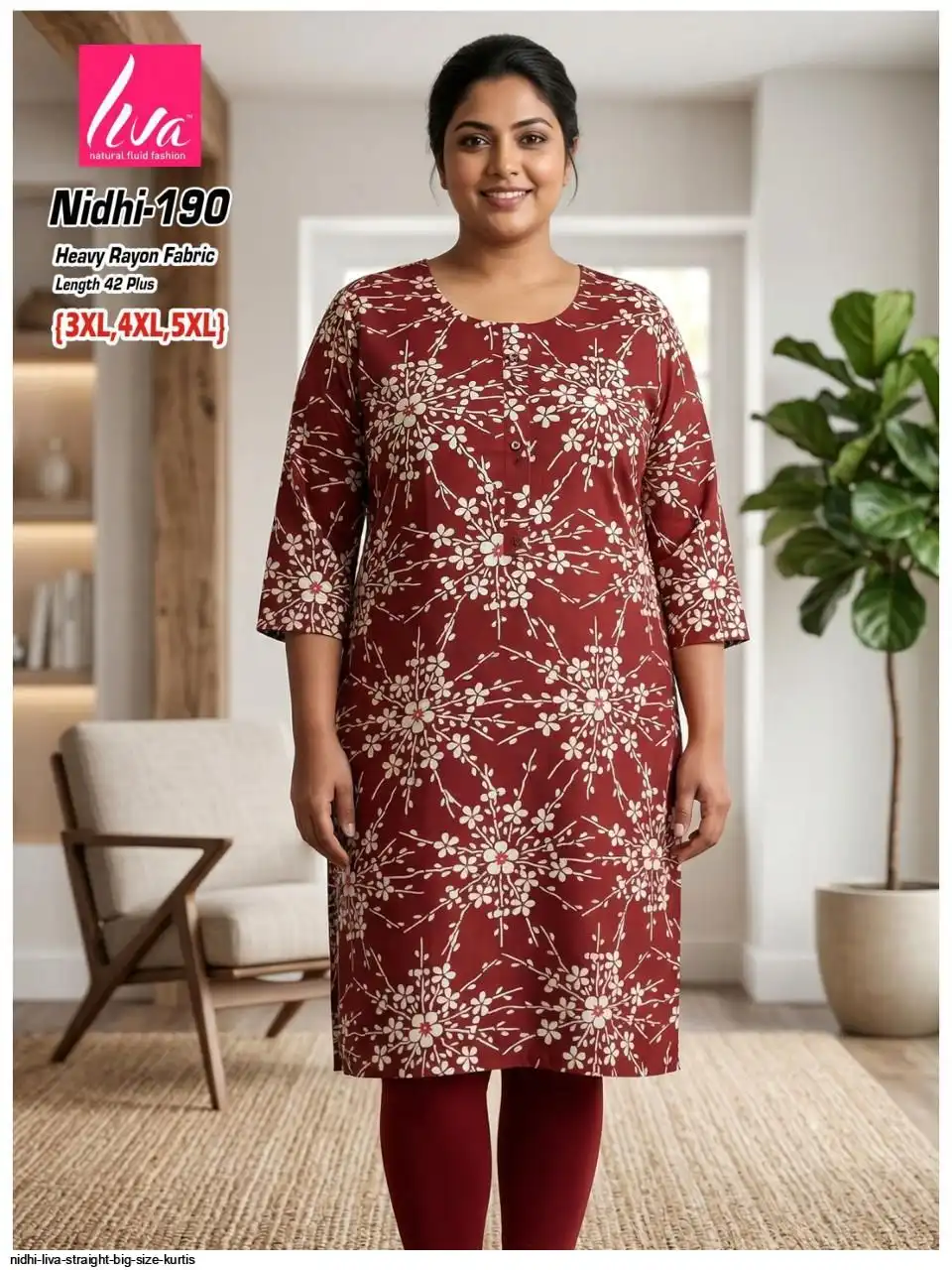 NIDHI LIVA STRAIGHT BIG SIZE KURTIS 190