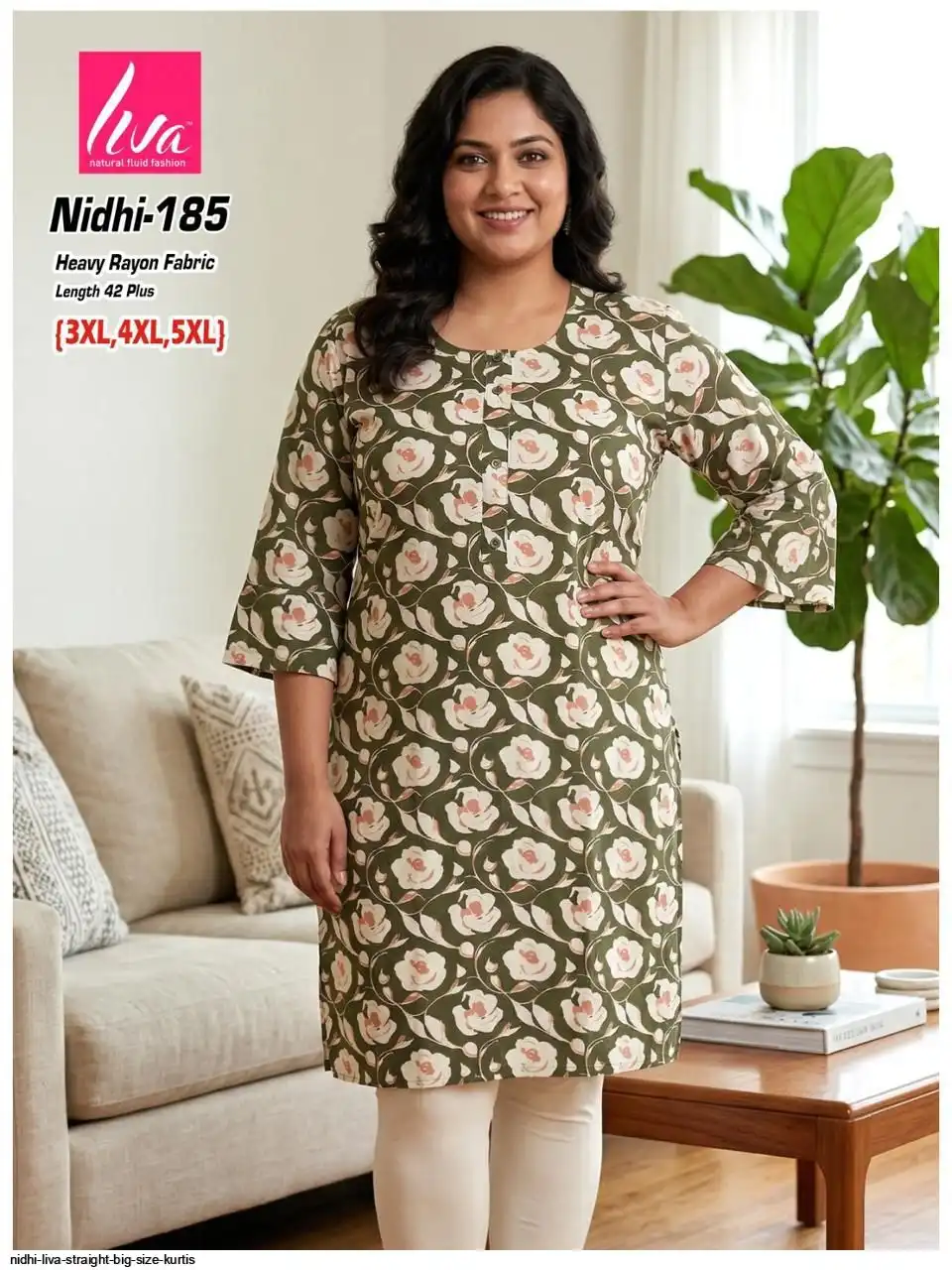 NIDHI LIVA STRAIGHT BIG SIZE KURTIS 185