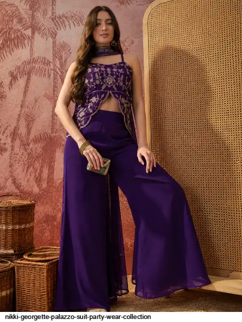 NIKKI GEORGETTE PALAZZO SUIT PARTY WEAR COLLECTION B