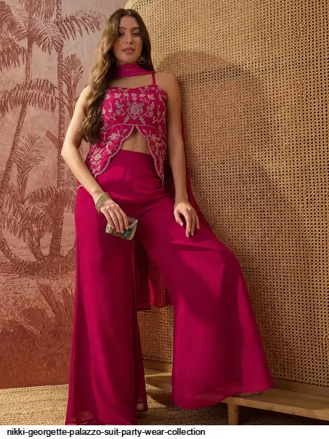NIKKI GEORGETTE PALAZZO SUIT PARTY WEAR COLLECTION C