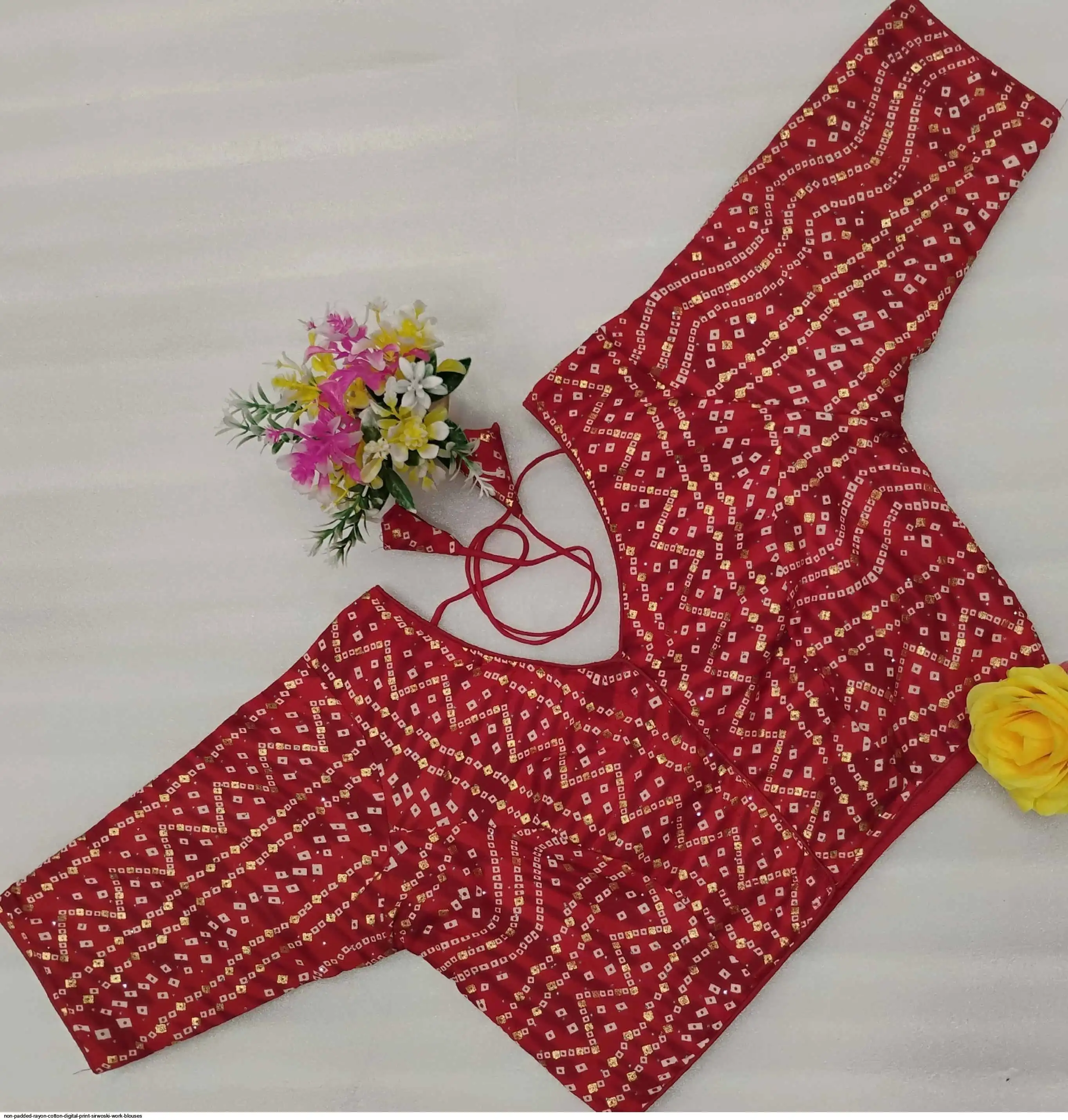NON PADDED RAYON COTTON DIGITAL PRINT SIRWOSKI WORK BLOUSES D