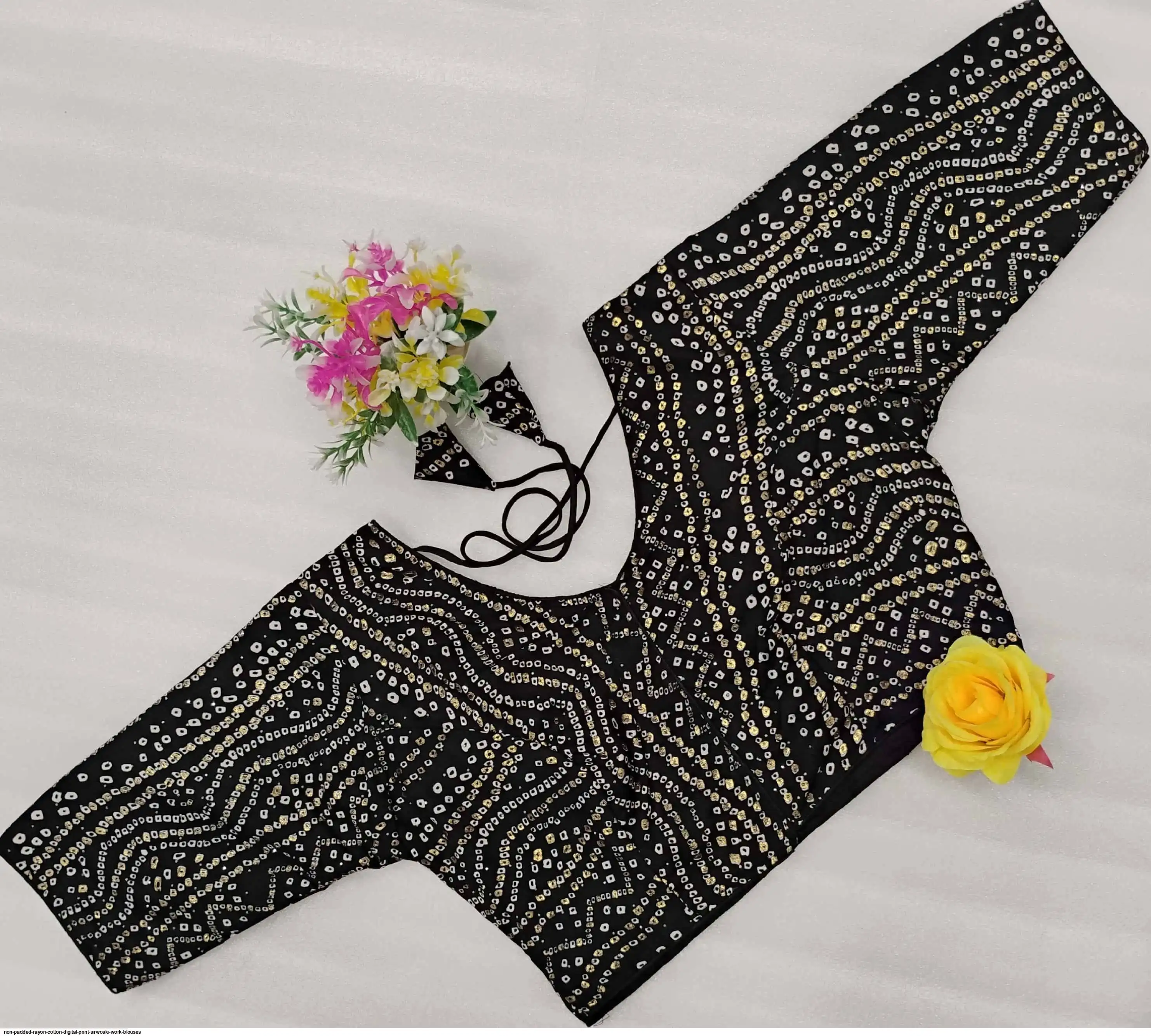NON PADDED RAYON COTTON DIGITAL PRINT SIRWOSKI WORK BLOUSES E