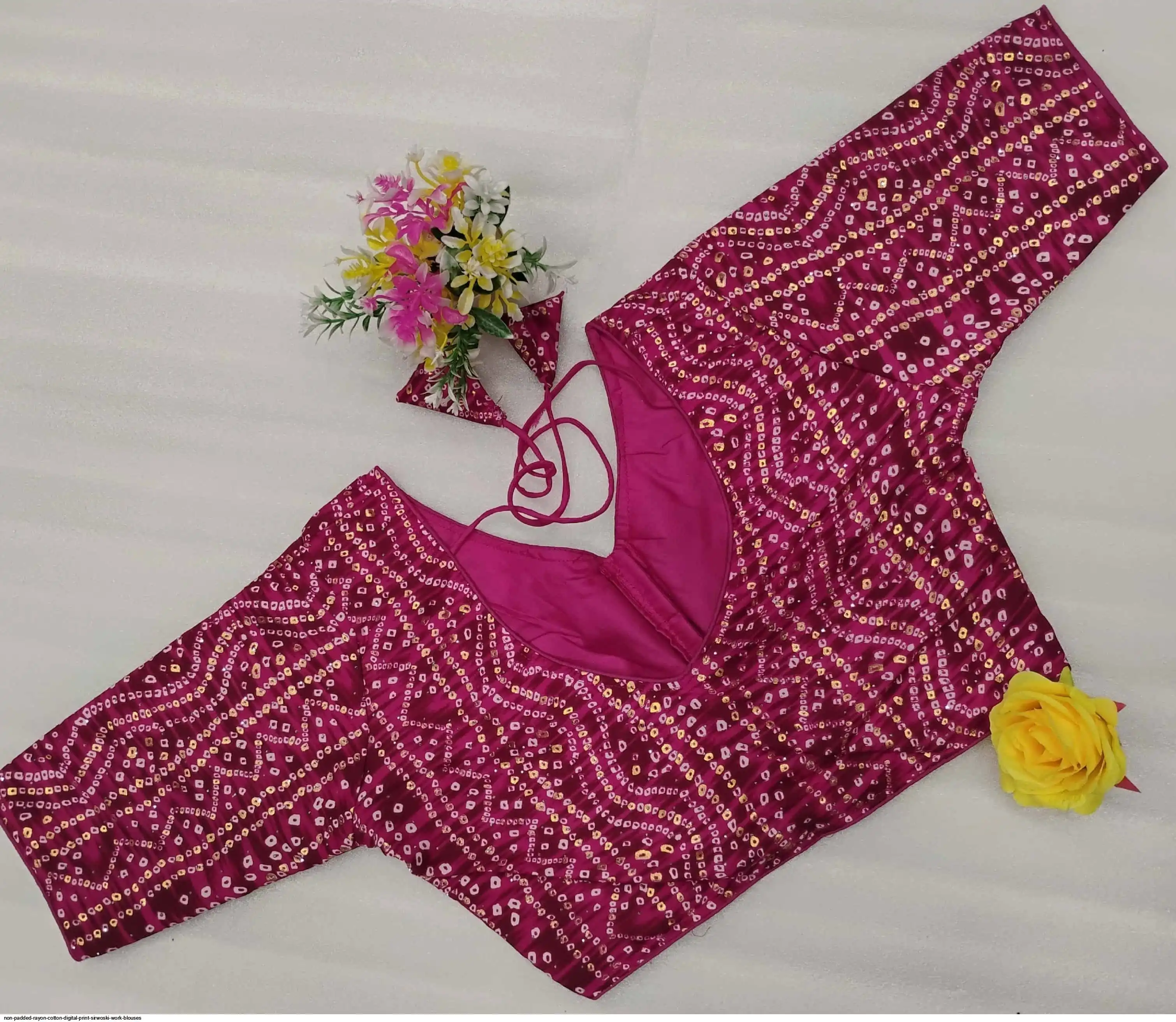 NON PADDED RAYON COTTON DIGITAL PRINT SIRWOSKI WORK BLOUSES B