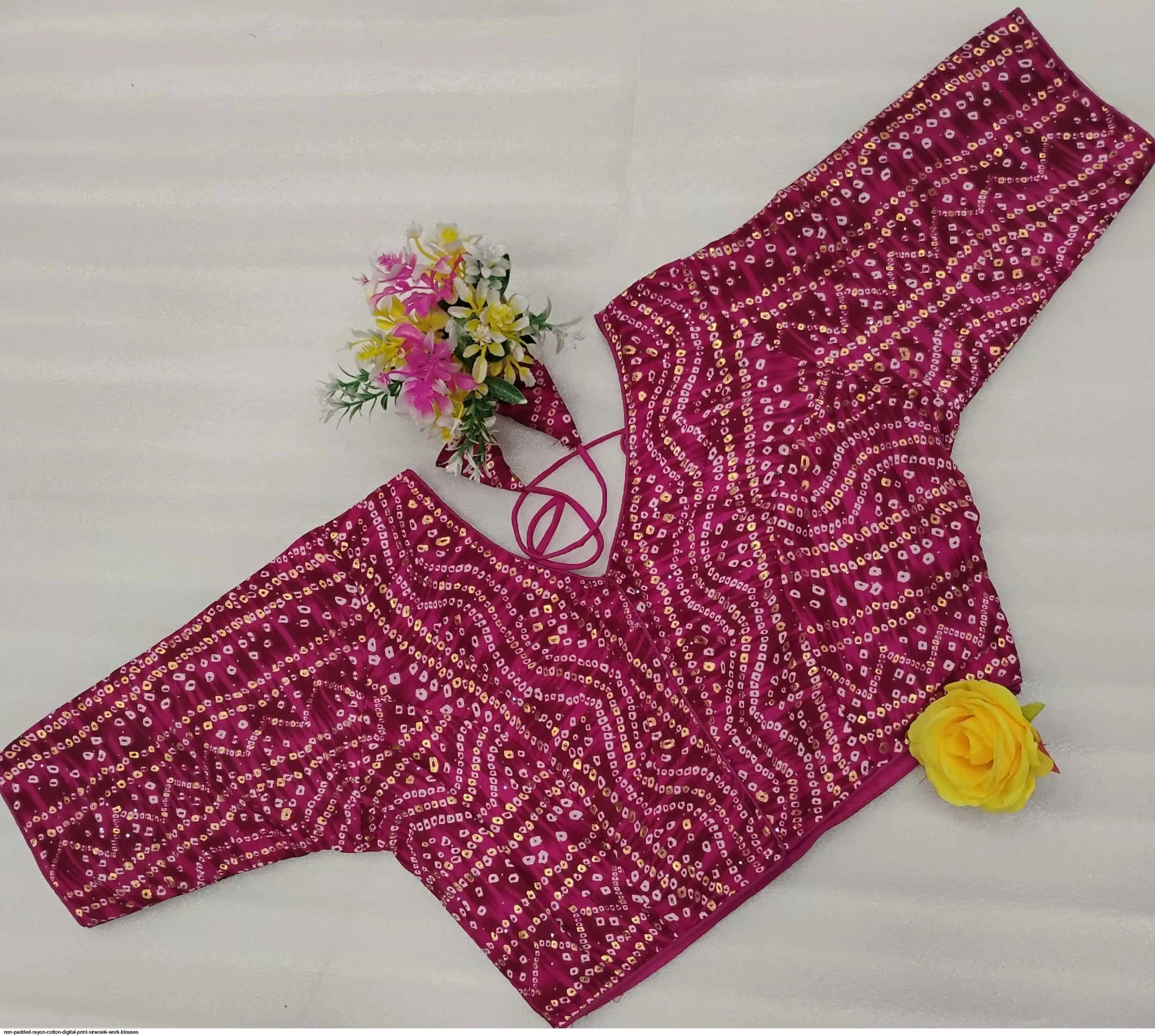NON PADDED RAYON COTTON DIGITAL PRINT SIRWOSKI WORK BLOUSES C