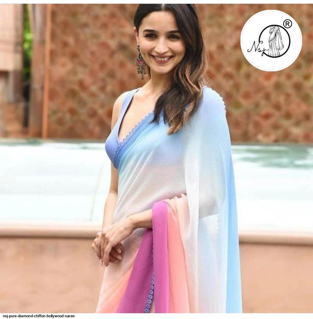 Solid Bollywood Chiffon Saree Price in India - Buy Solid Bollywood Chiffon  Saree online at Shopsy.in