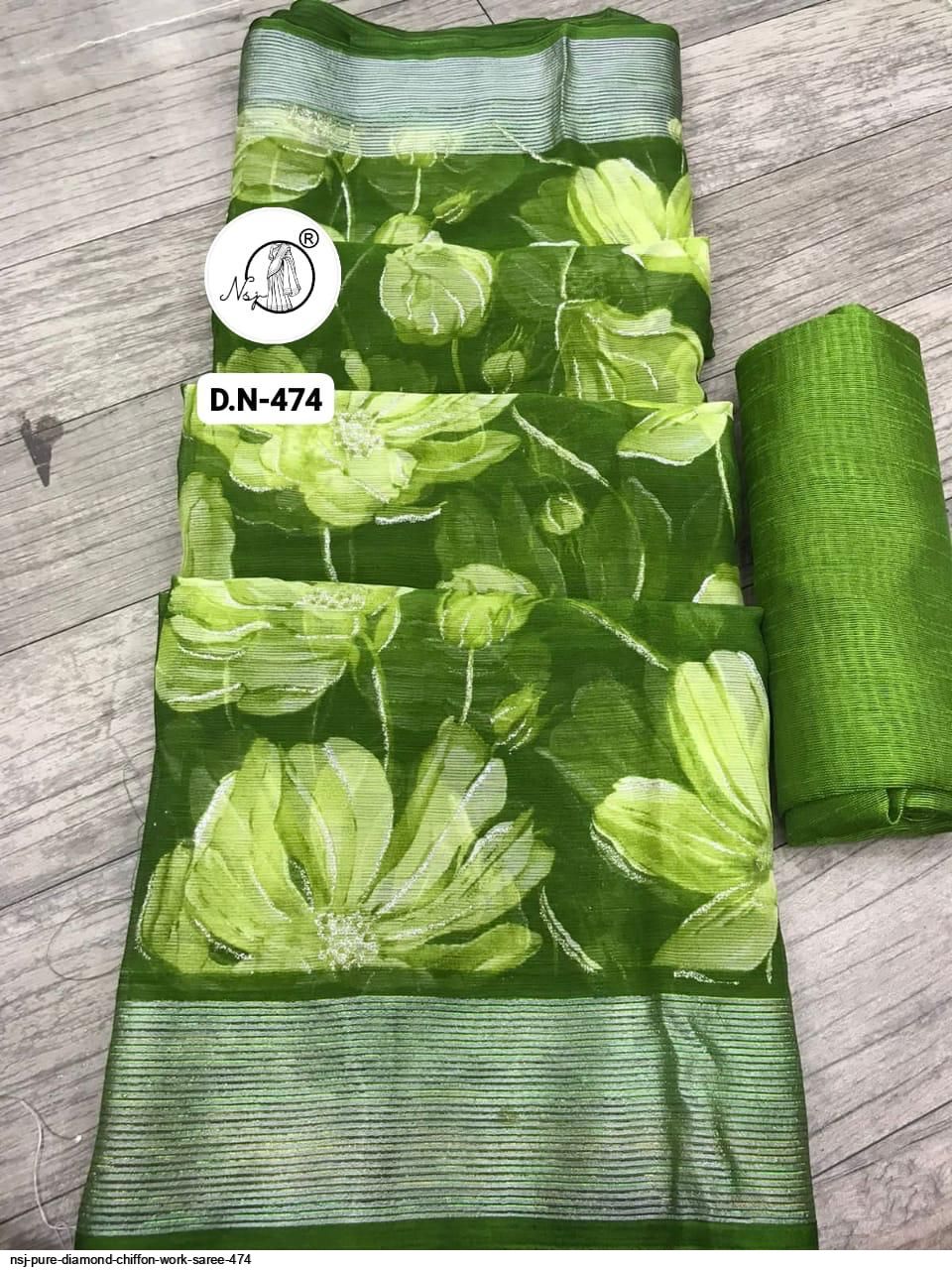 Pure Diamond Chiffon Saree With Gota Patti Work – fabfonde