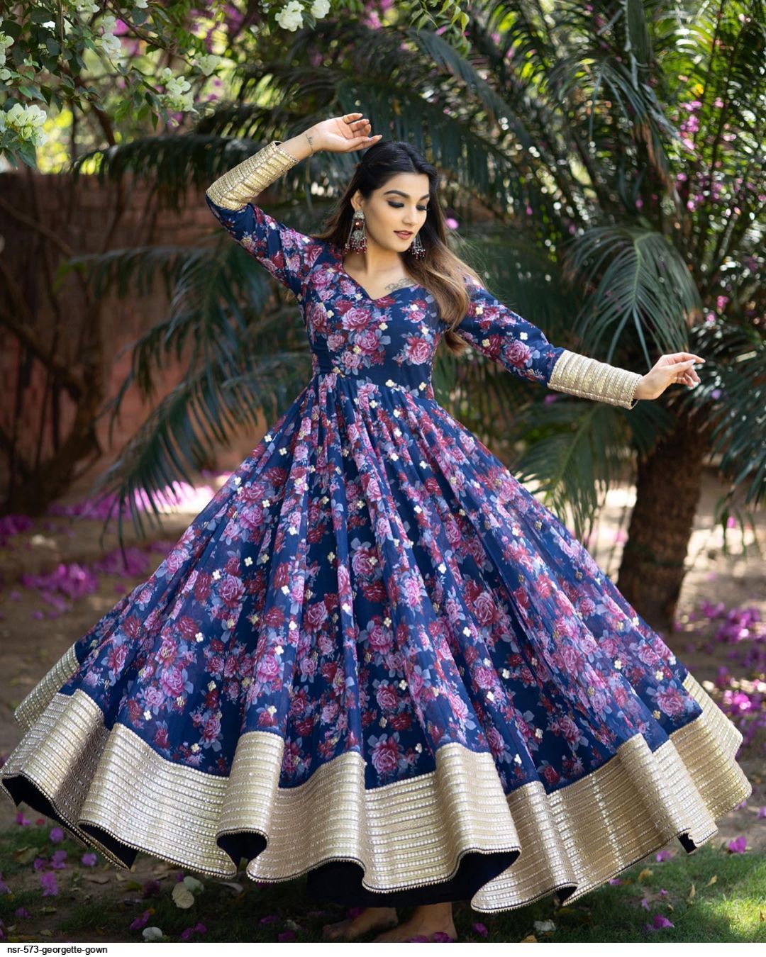Georgette Self Design M 1148 trend new gown, MULTI COLOR at Rs 630 in Surat
