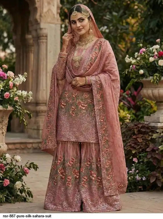 NSR 887 PURE SILK SAHARARA SUIT A