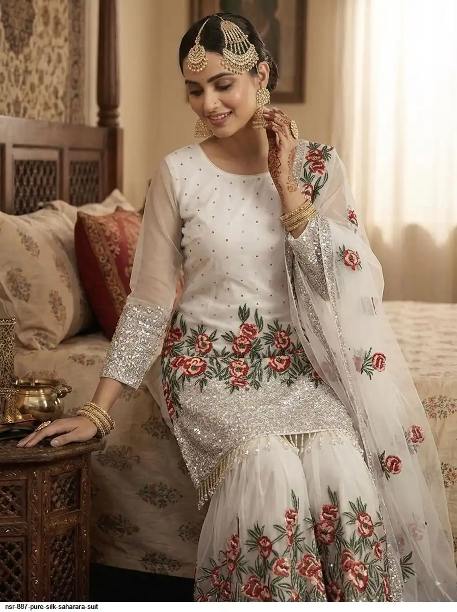 NSR 887 PURE SILK SAHARARA SUIT C