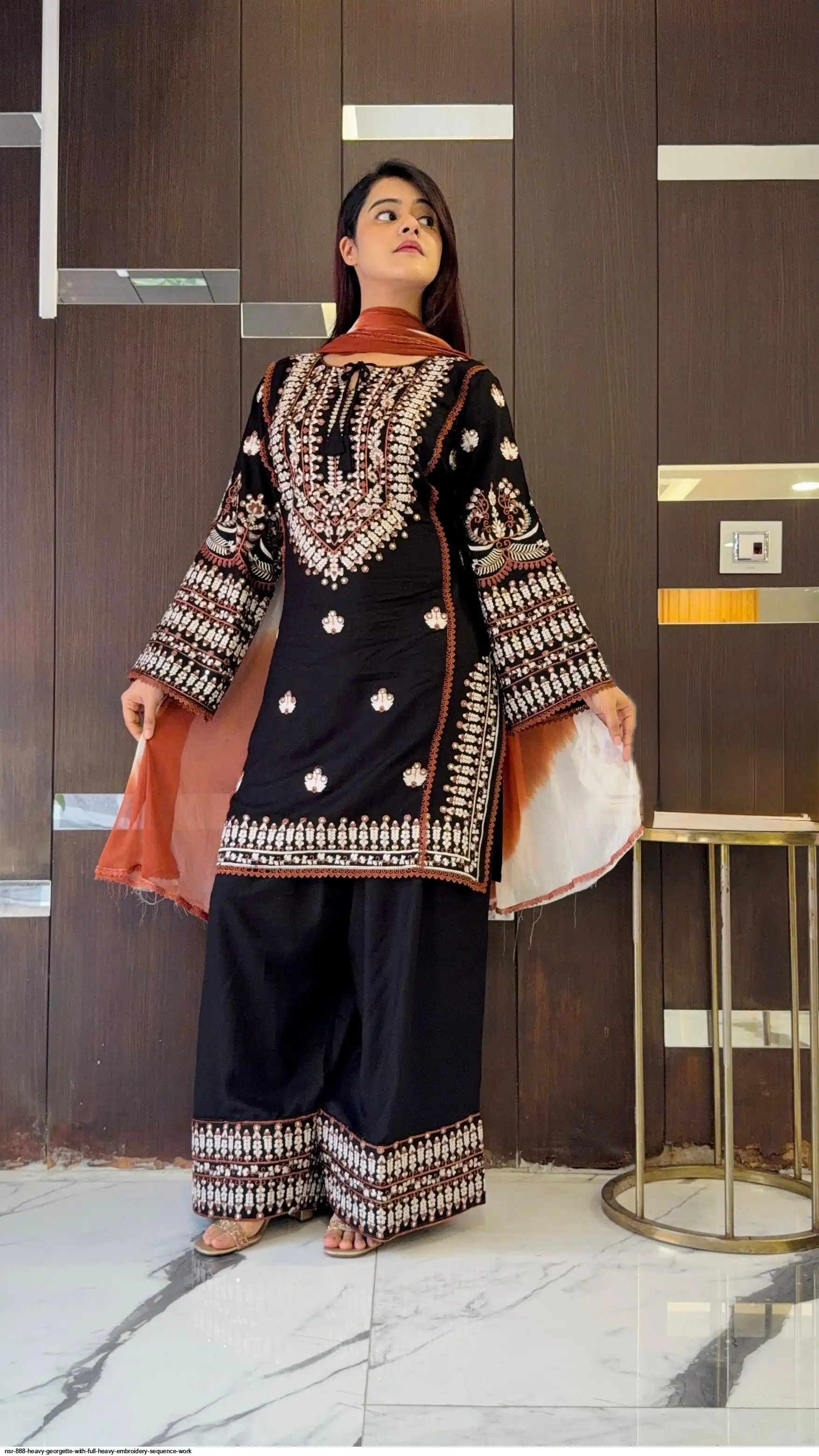 NSR 888 HEAVY GEORGETTE WITH FULL HEAVY EMBROIDERY SEQUENCE WORK 2