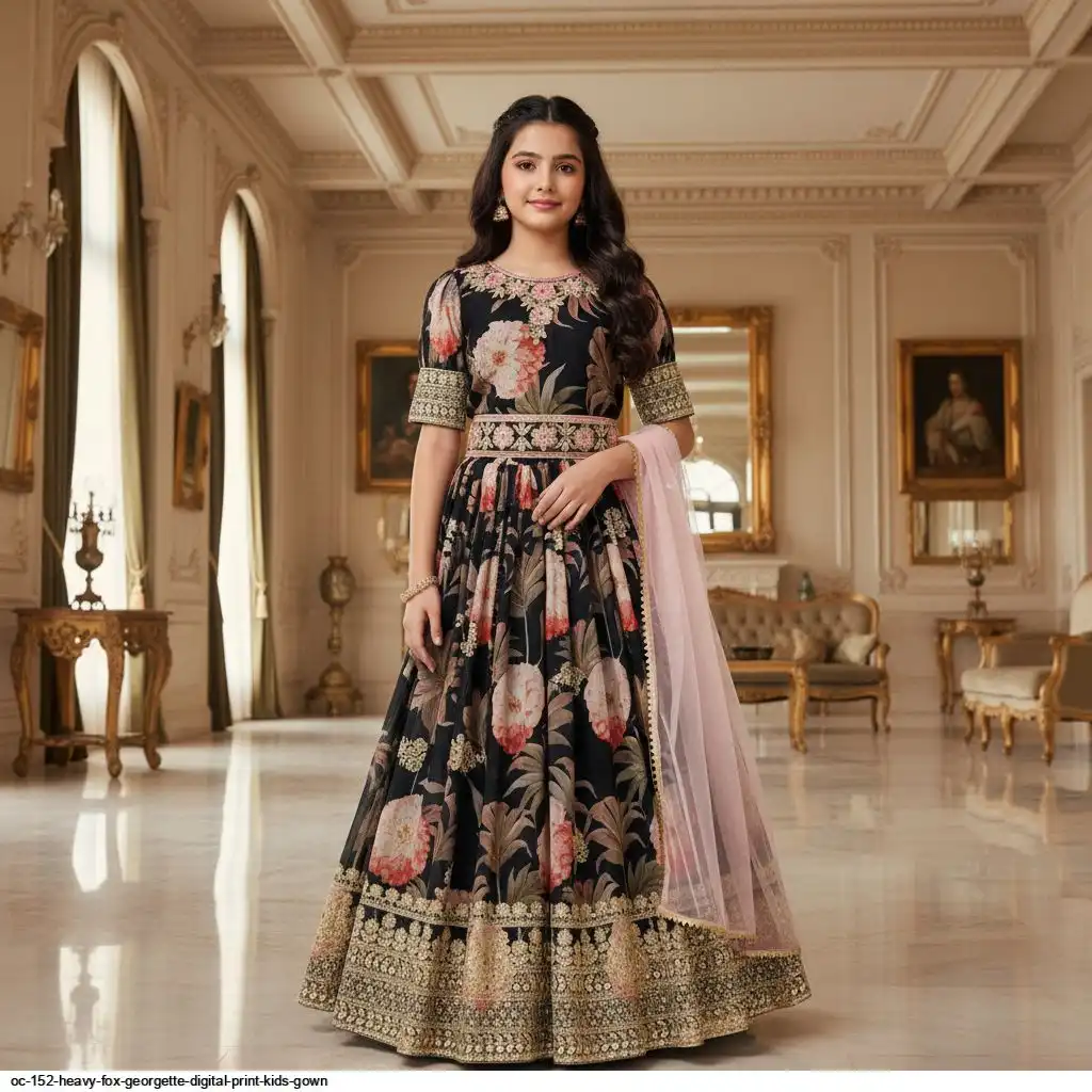 OC 152 HEAVY FOX GEORGETTE DIGITAL PRINT KIDS GOWN H