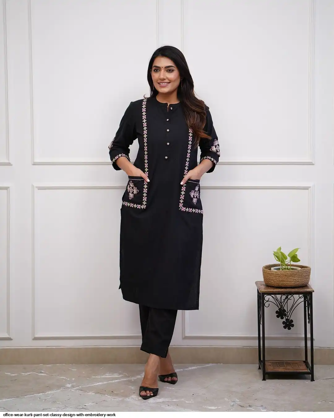 OFFICE WEAR KURTI PANT SET CLASSY DESIGN WITH EMBROIDERY WORK 2