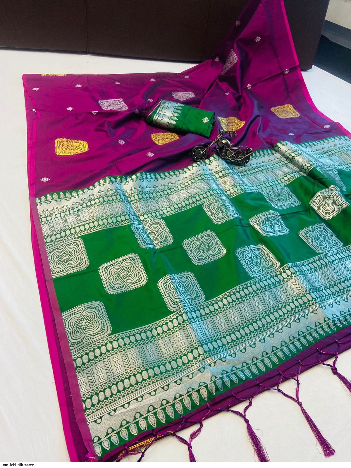 OM LICHI SILK SAREE F