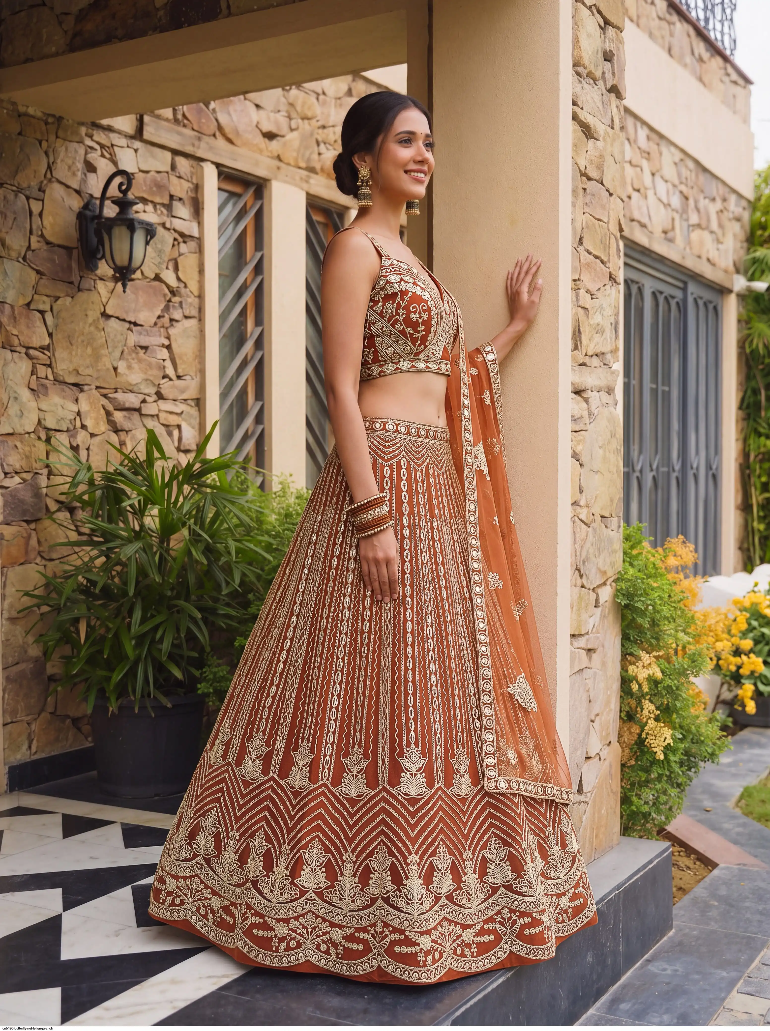 ON5190 BUTTERFLY NET LEHENGA CHOLI 1