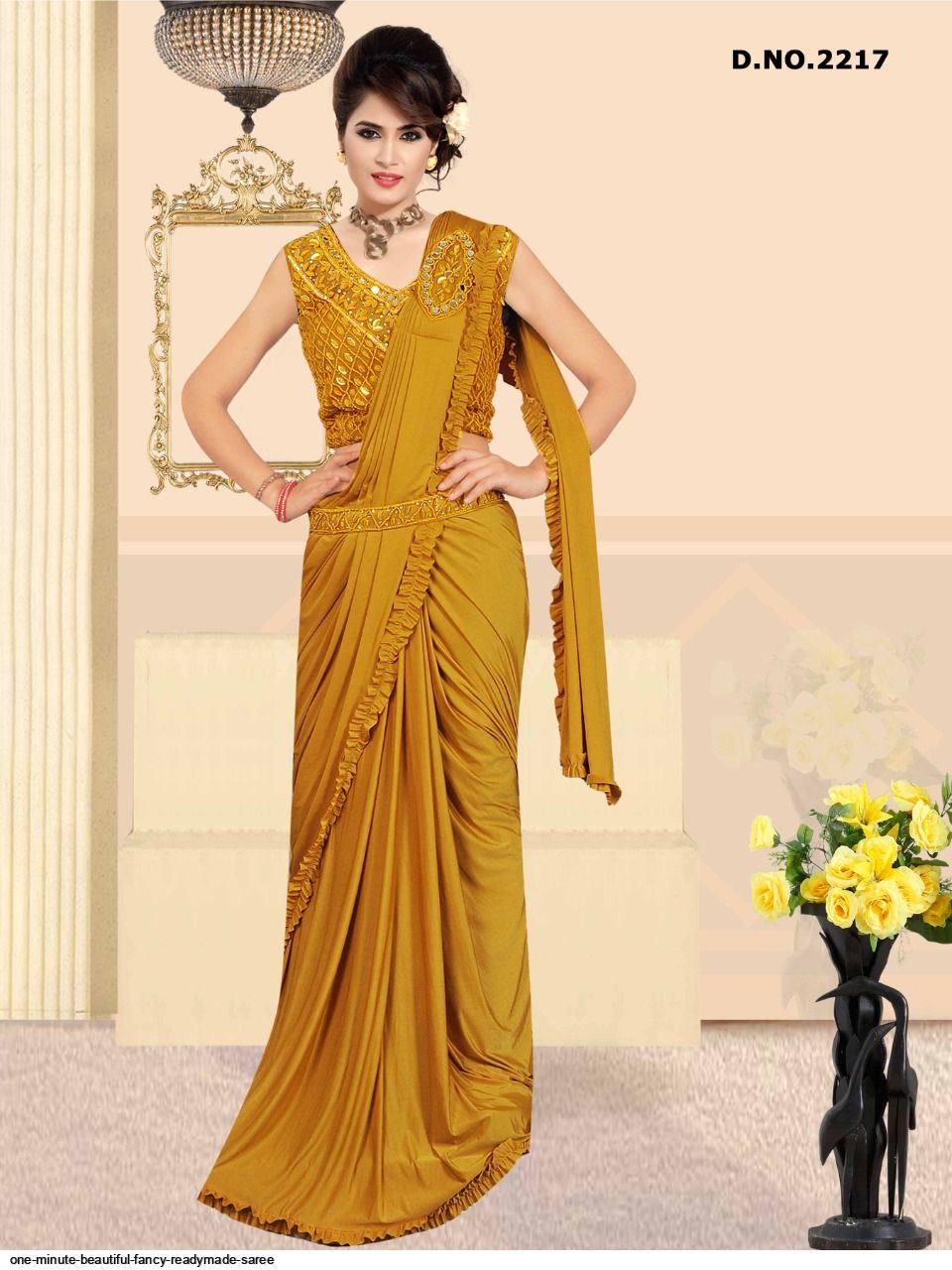 one minute beautiful fancy readymade saree 7659