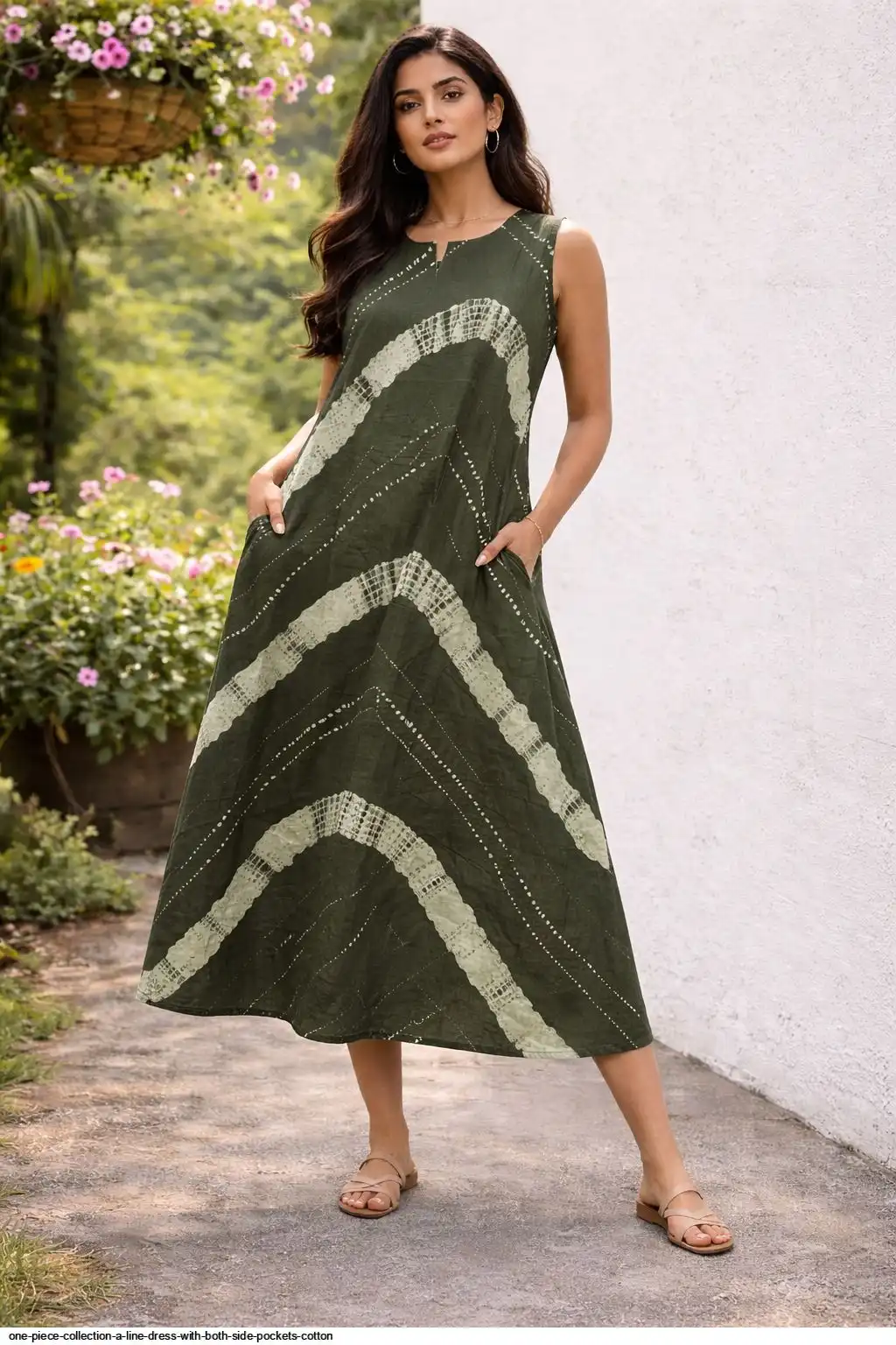 ONE PIECE COLLECTION A LINE DRESS WITH BOTH SIDE POCKETS COTTON B