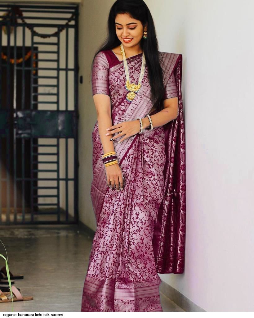 ORGANIC BANARASI LICHI SILK SAREES A