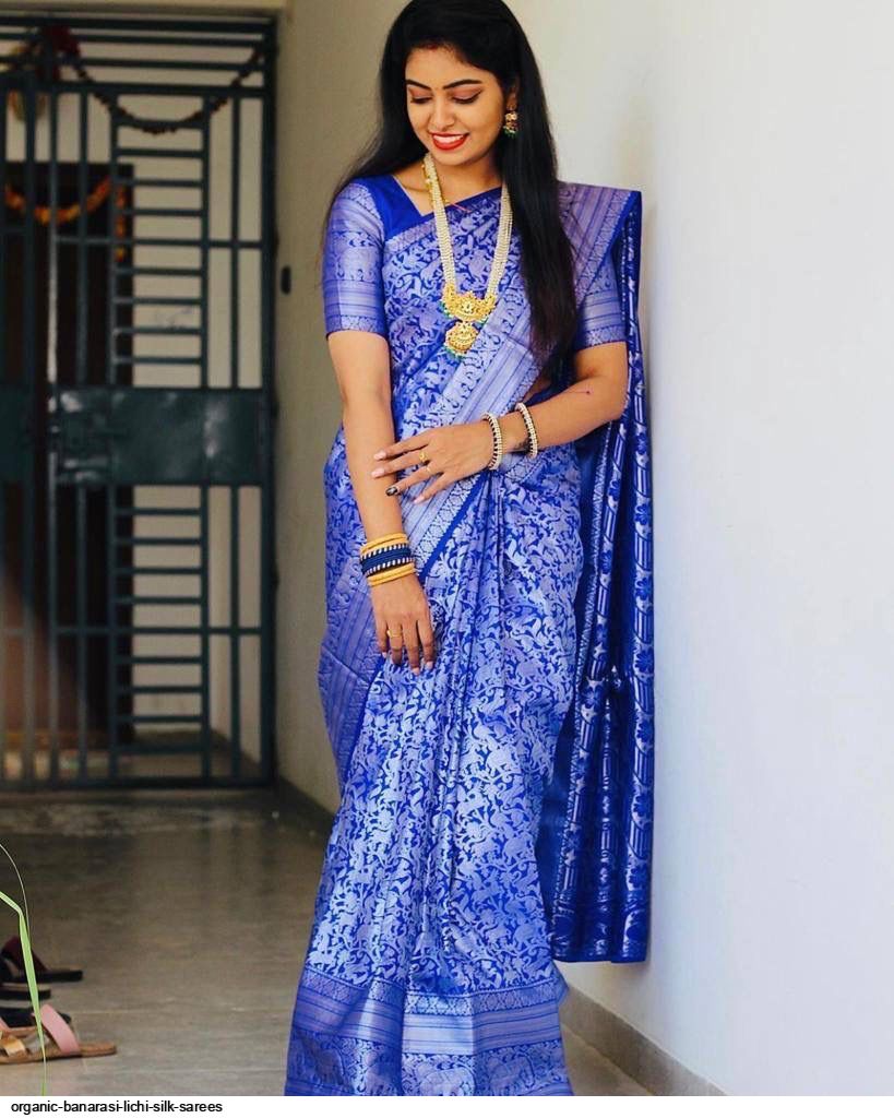 ORGANIC BANARASI LICHI SILK SAREES B