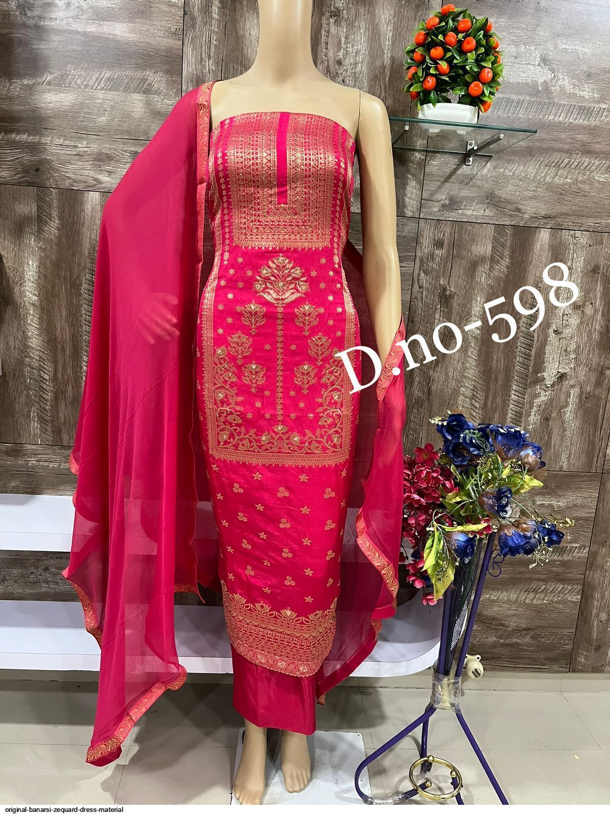 Wine Banarasi Silk Suit Fabric