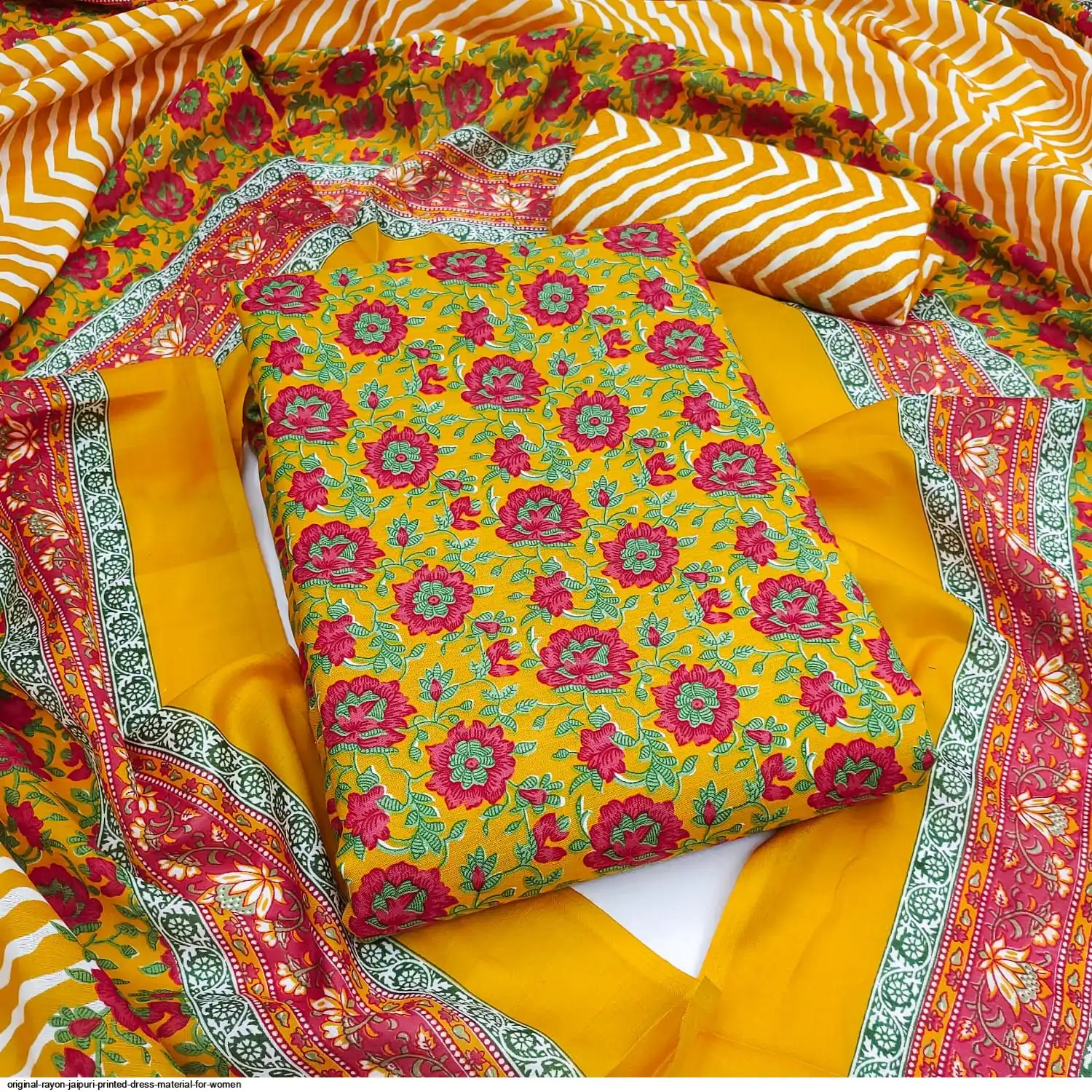 Original Rayon Jaipuri Printed Dress Material for Women