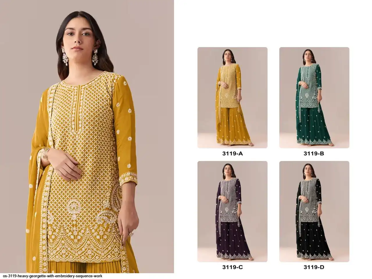 OS 3119 HEAVY GEORGETTE WITH EMBROIDERY SEQUENCE WORK