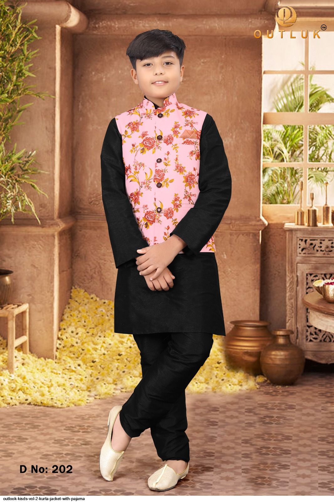 Black Long Open Jacket Kurta with Mirror Work for Wedding