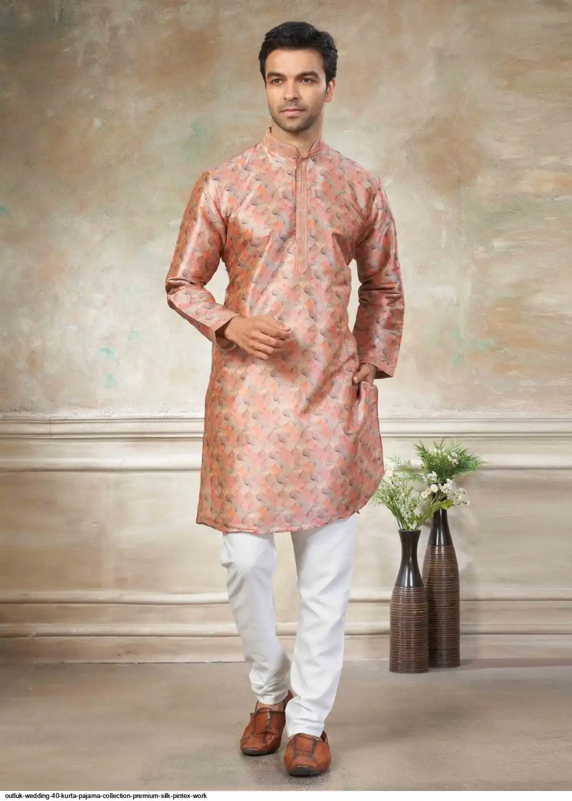 OUTLUK WEDDING 40 KURTA PAJAMA COLLECTION PREMIUM SILK PINTEX WORK A