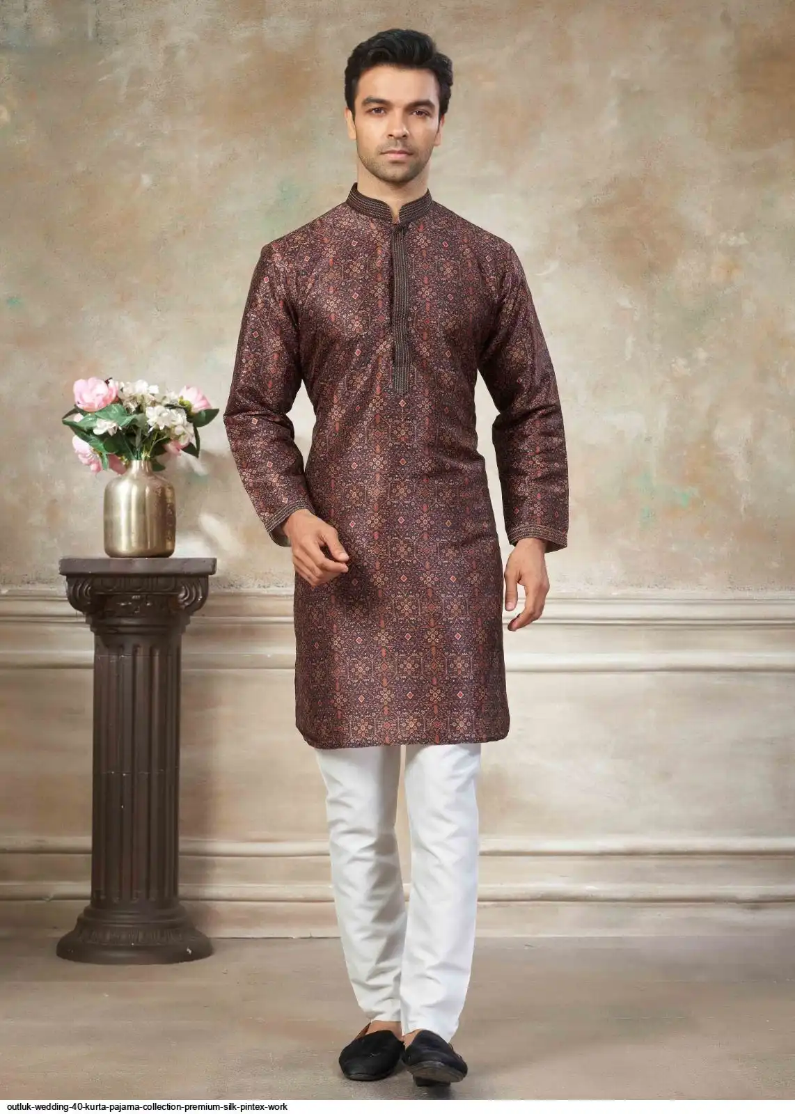 OUTLUK WEDDING 40 KURTA PAJAMA COLLECTION PREMIUM SILK PINTEX WORK D