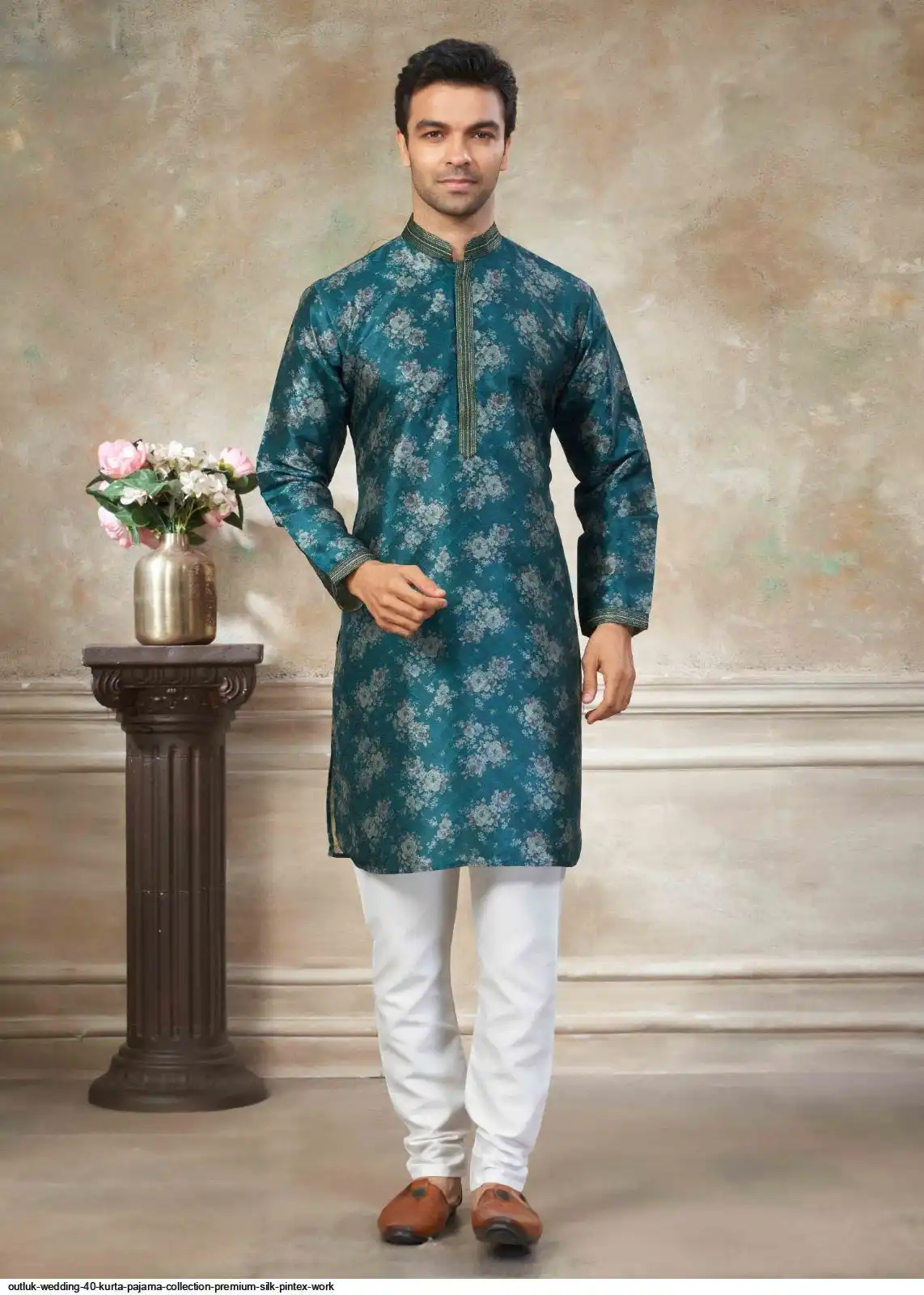 OUTLUK WEDDING 40 KURTA PAJAMA COLLECTION PREMIUM SILK PINTEX WORK G