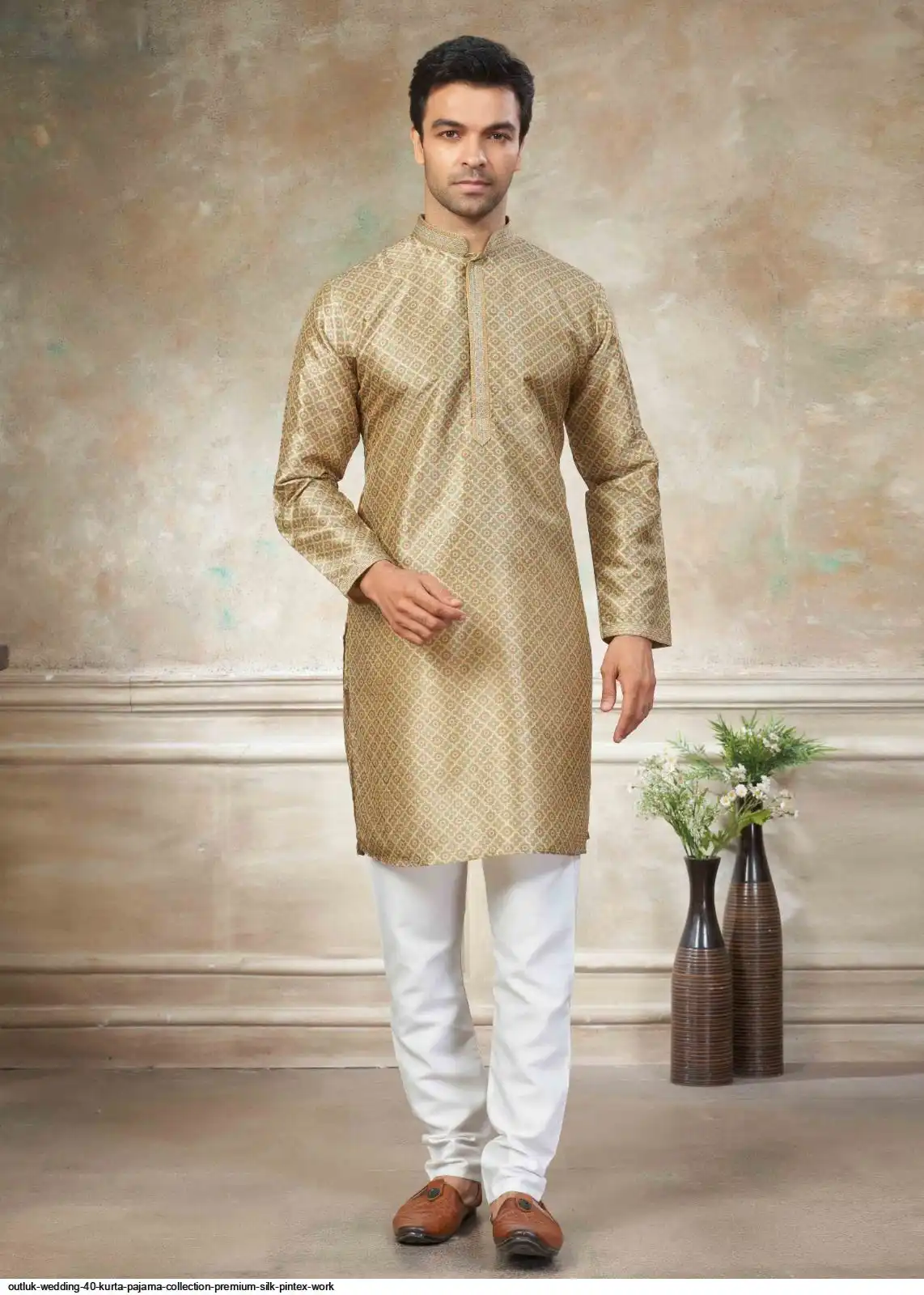 OUTLUK WEDDING 40 KURTA PAJAMA COLLECTION PREMIUM SILK PINTEX WORK H