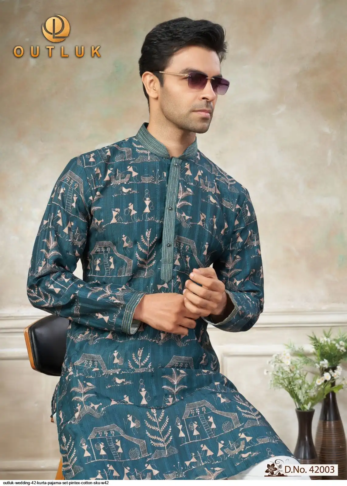 OUTLUK WEDDING 42 KURTA PAJAMA SET PINTEX COTTON SKU W42 42003