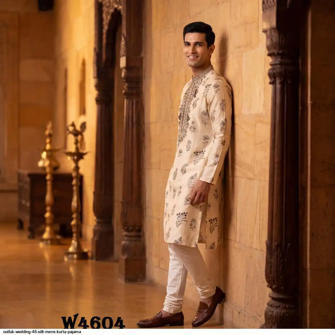 OUTLUK WEDDING 46 SILK MENS KURTA PAJAMA 4604