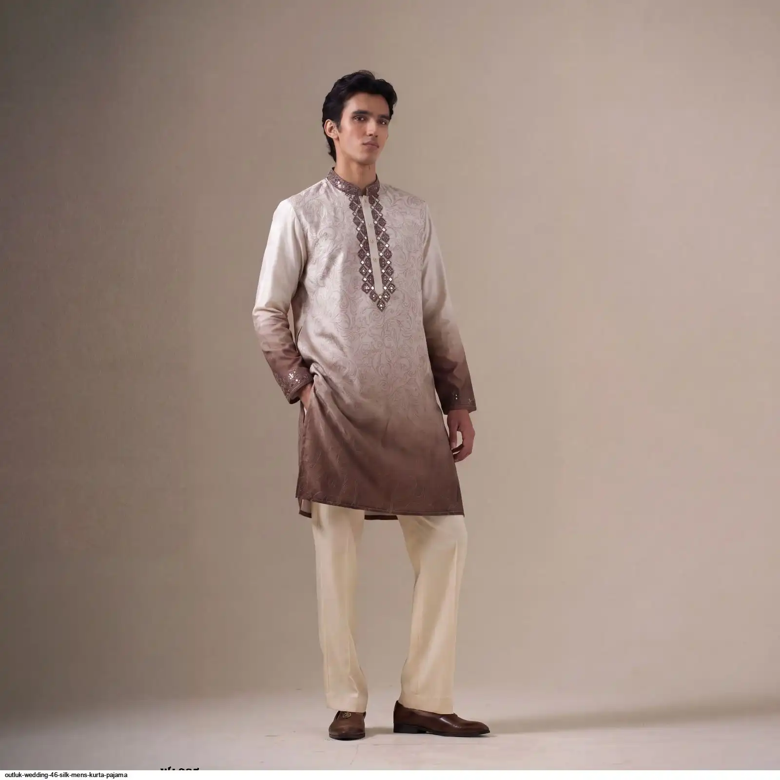 OUTLUK WEDDING 46 SILK MENS KURTA PAJAMA 4605