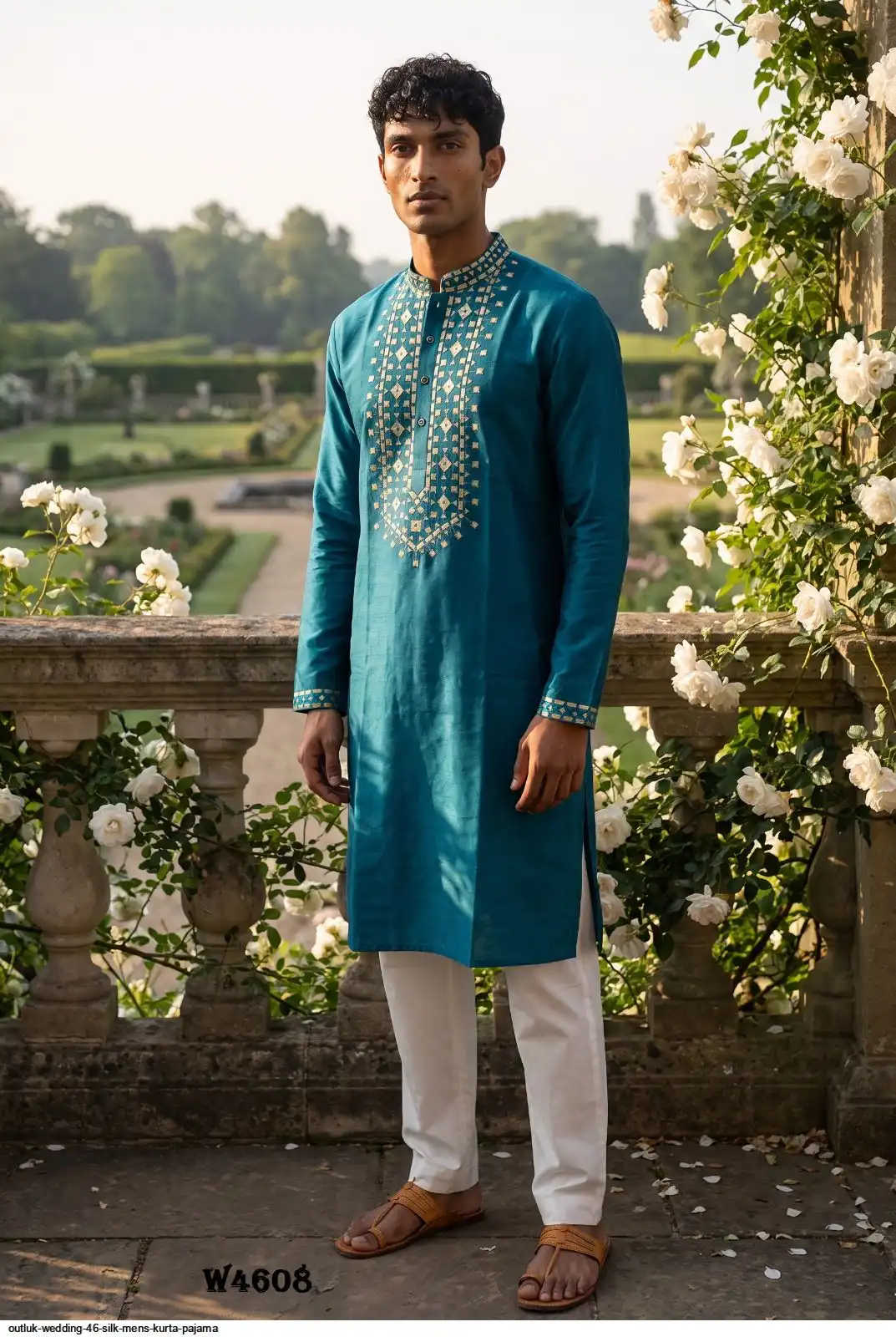 OUTLUK WEDDING 46 SILK MENS KURTA PAJAMA 4608